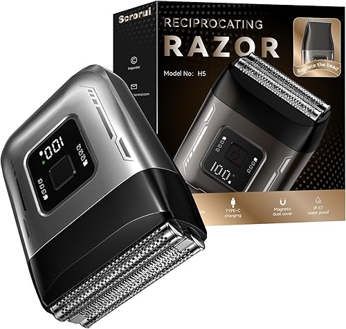 Afeitadora eléctrica inalámbrica para hombre con cuchillas dobles de alta velocidad, recargable USB-C, IPX6 impermeable y apta para viajes
