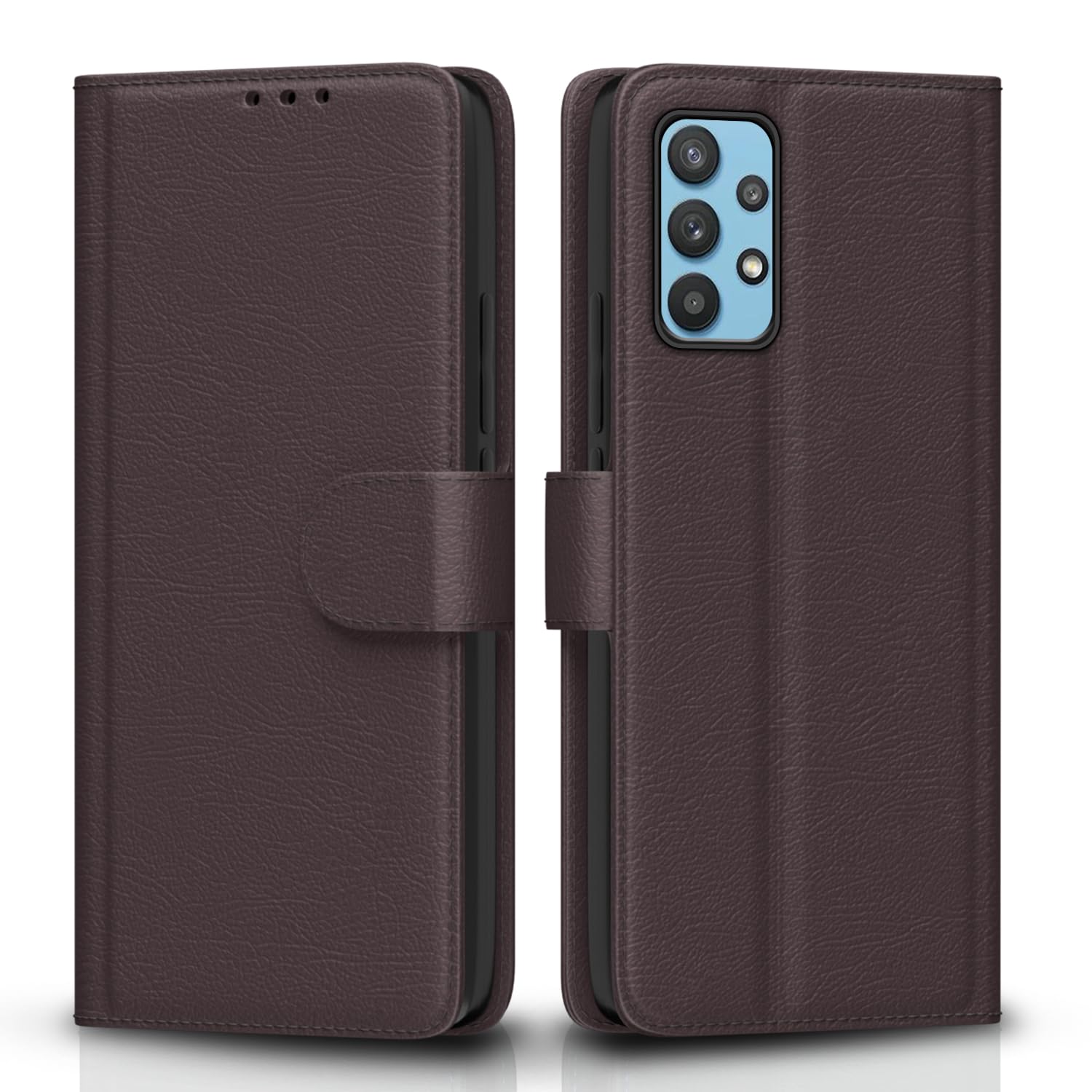 Pikkme Samsung Galaxy M32 5G / A32 5G Flip Cover Leather Finish | Inside TPU with Card Pockets | Wallet Stand and Shock Proof | Complete Protection Flip Case (Coffee)