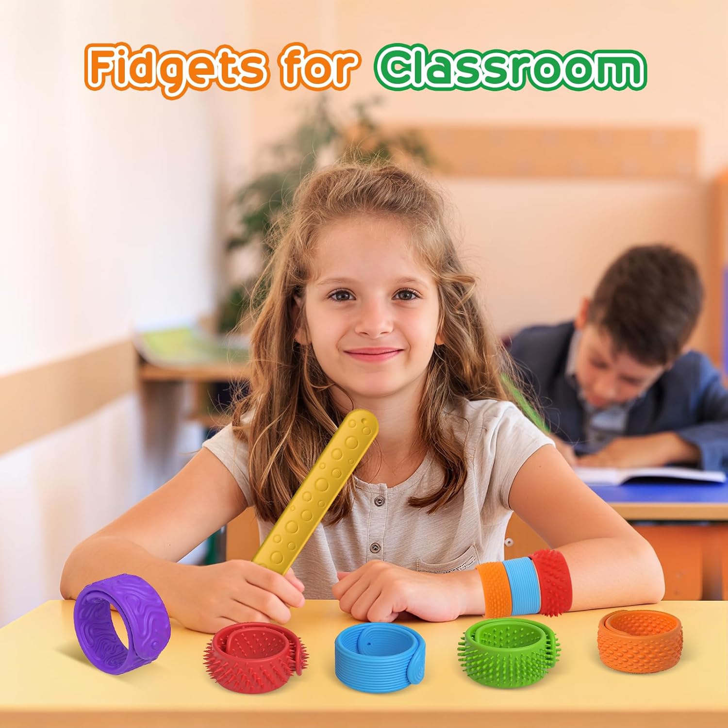 Slap Bracelets Textured Silicone Fidget Bracelet for Autism,ADHD,Anxiety Relief Sensory Calming Tools Special Needs Must Haves,Autistic Classroom Toys,Autisma Relieve Stress for Kids Adults 6 Pack