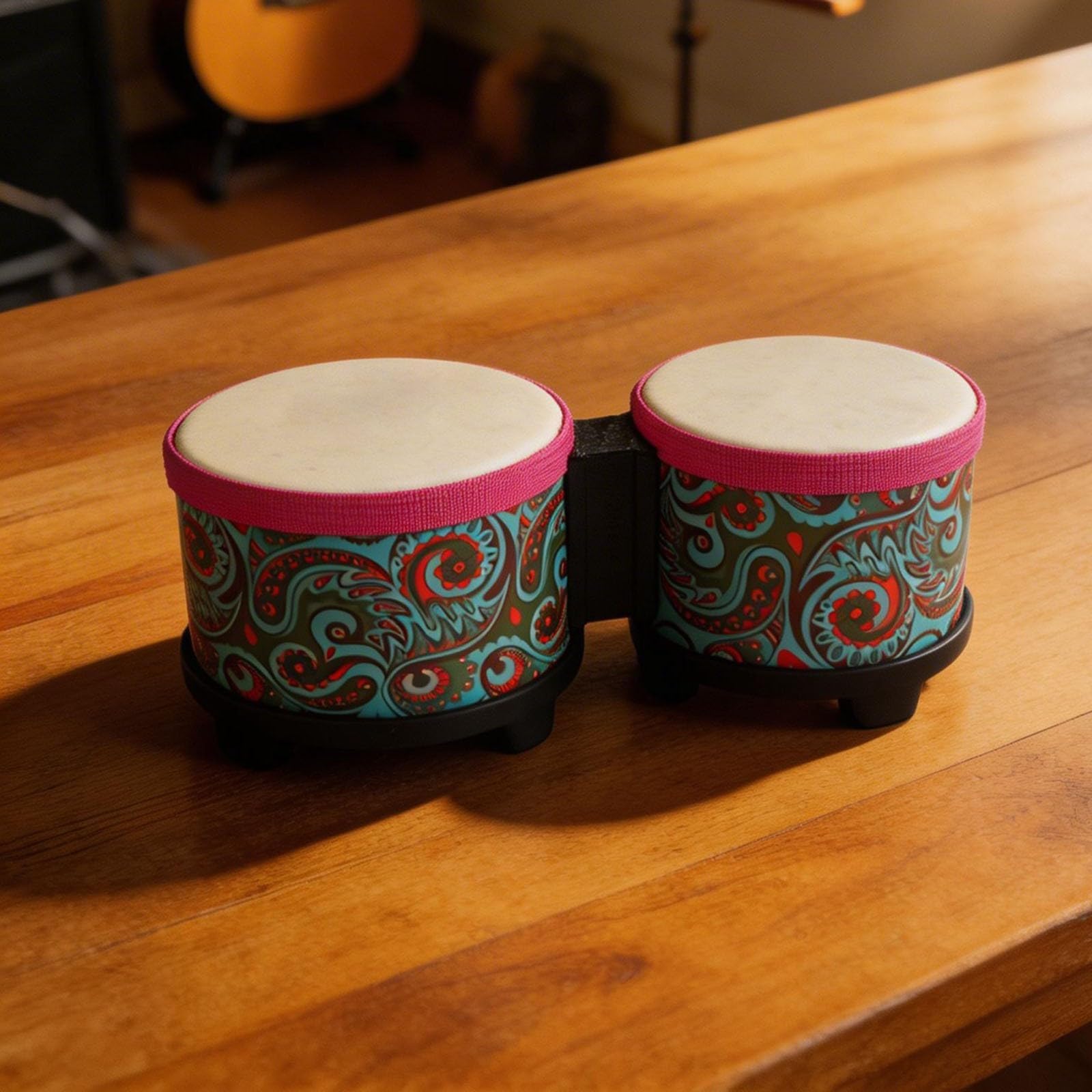 Bongo Drums Percussion Instrument mit Unterwasserwelt Muster 5 6 Zoll Gummi und ABS Kompaktes leichtes pädagogisches Schlagzeug Set für Anfänger und Enthusiasten Einfach zu (Blaue Textur)