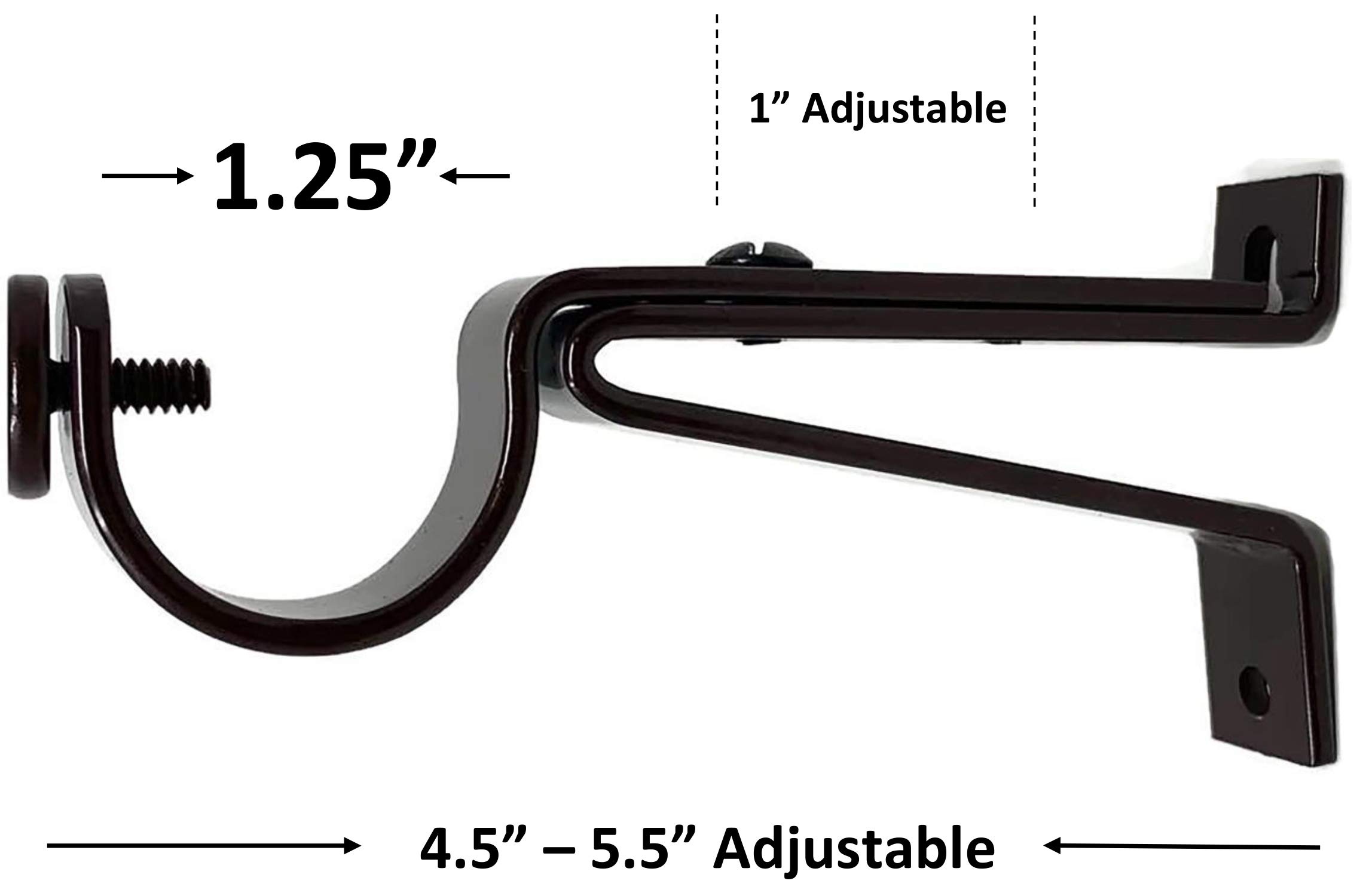 Urbanest Adjustable Solid Zinc Sturdy Curtain Rod Bracket Wall Holder, Fits Up to 1