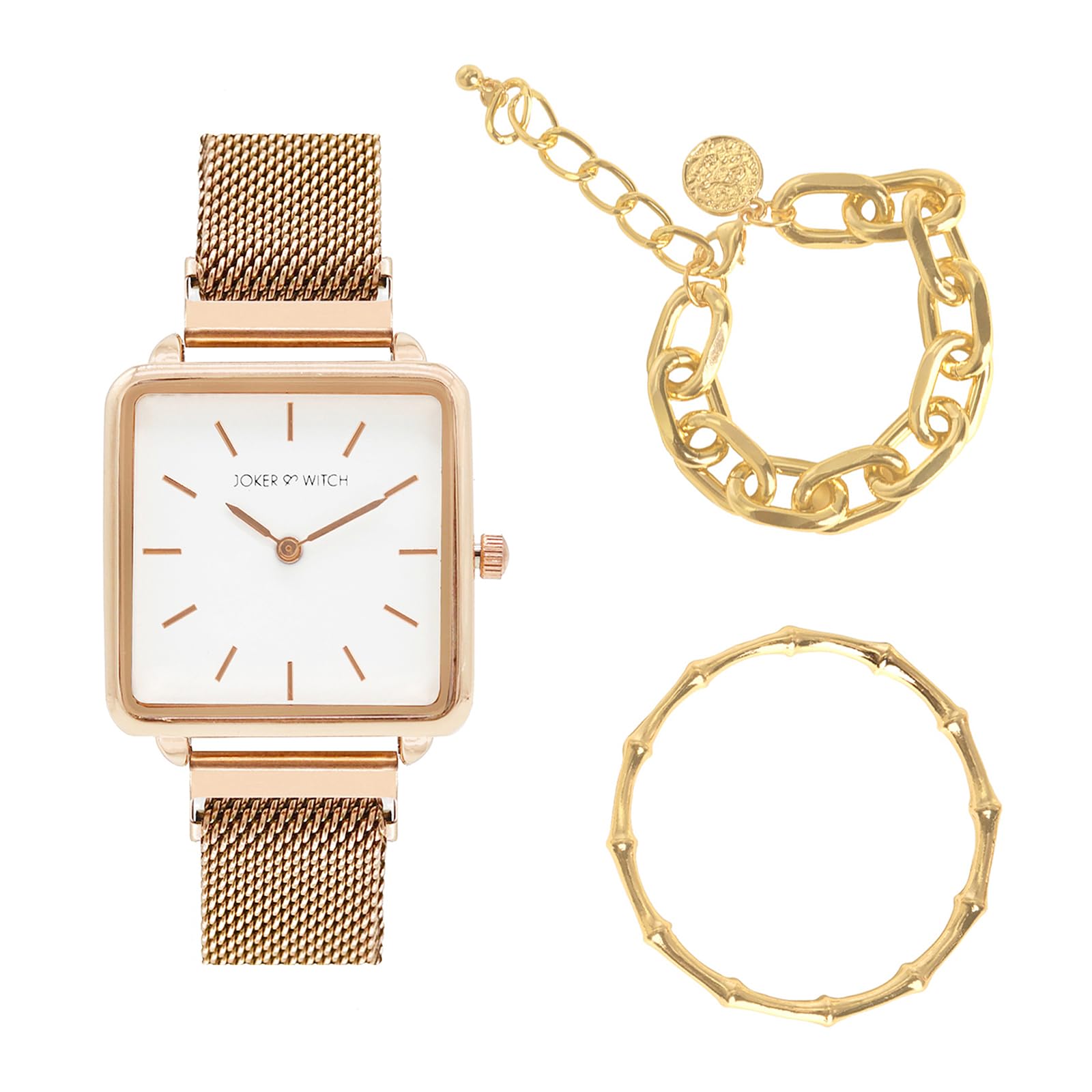 Joker & Witch Stainless Steel Women Lowa Analog Watch Bracelet Stack, White Dial, Rose Gold Band (B0C7L9N7PJ) Amazon Price History, Amazon Price Tracker