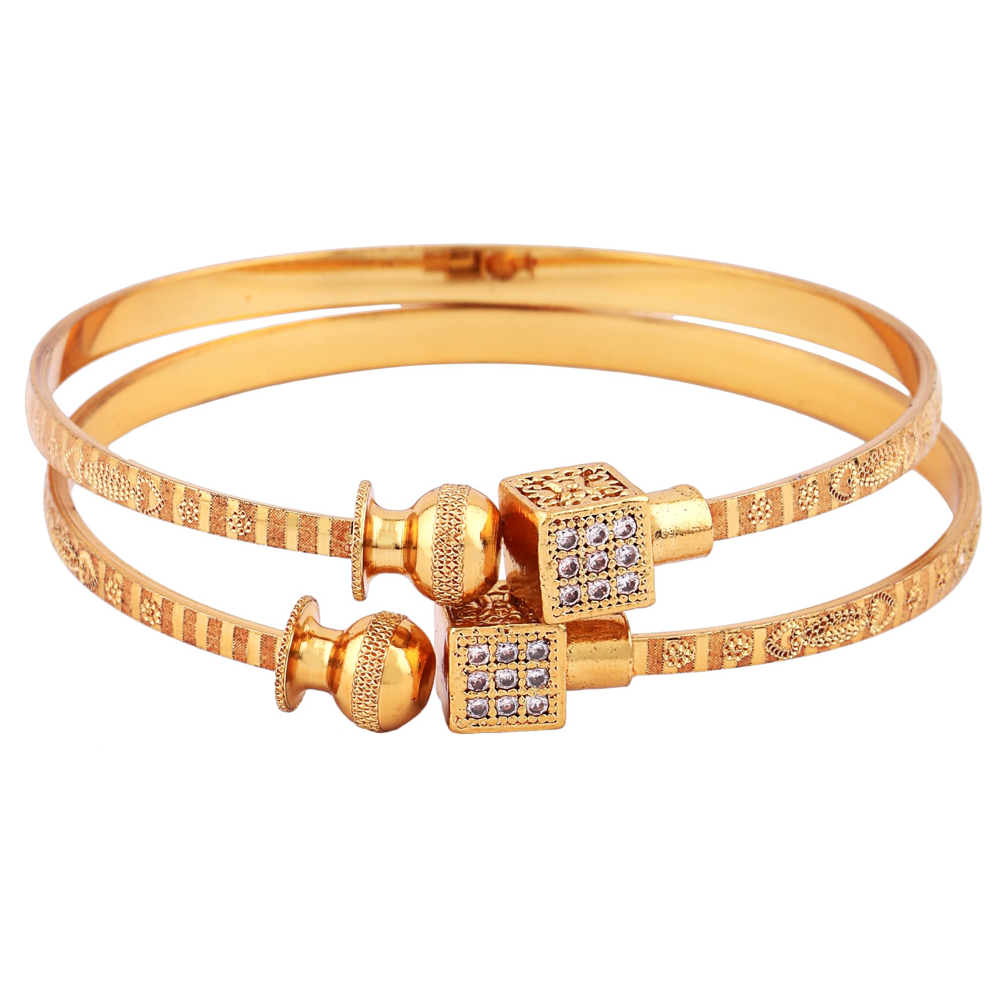 Set Of 2 Traditional 18k Plated Bracelets