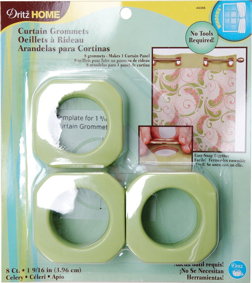 Dritz 44386 Square Curtain Grommets, Celery, 19/16Inch, 8