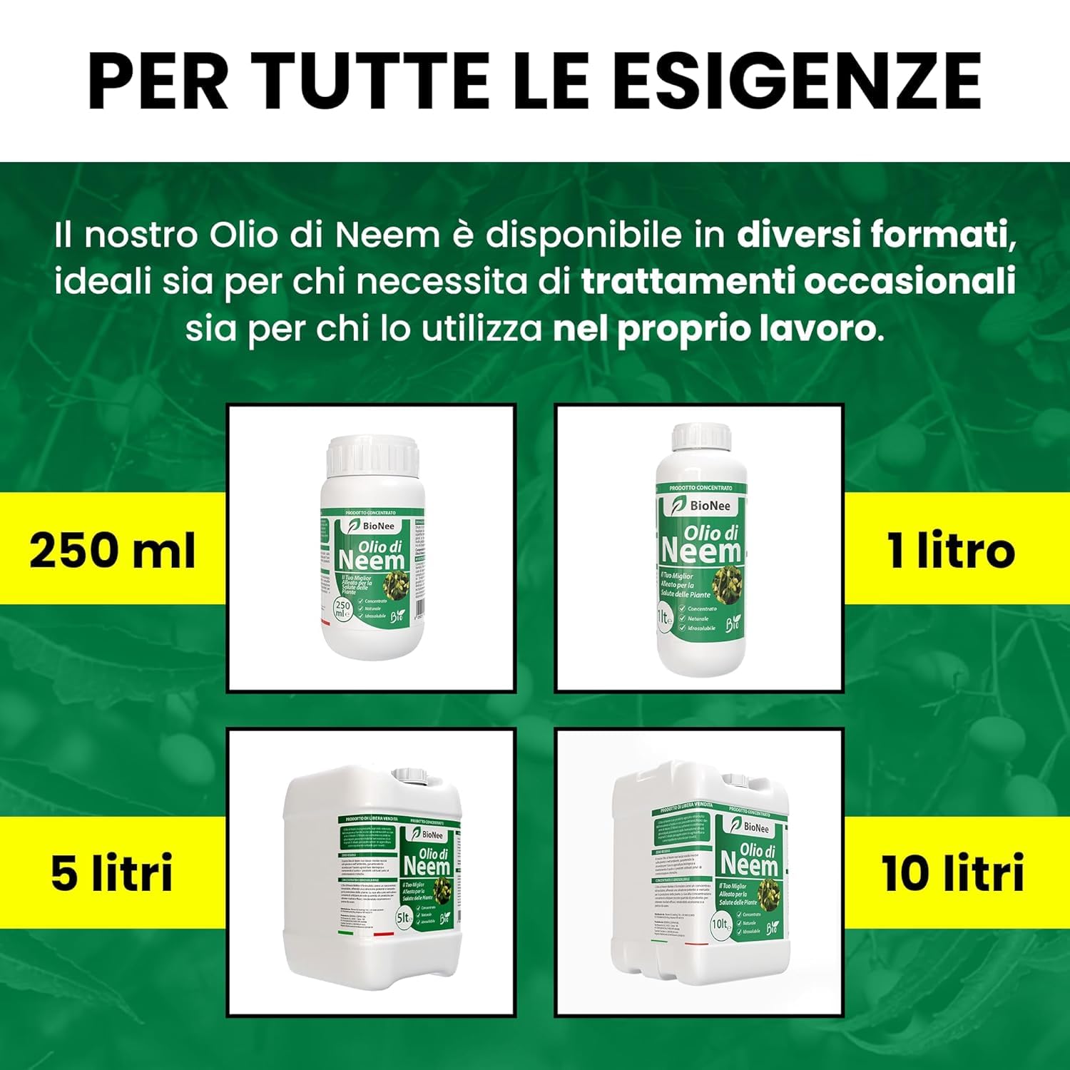 Olio di Neem insetticida naturale concentrato biologico solubile in acqua 1 litro