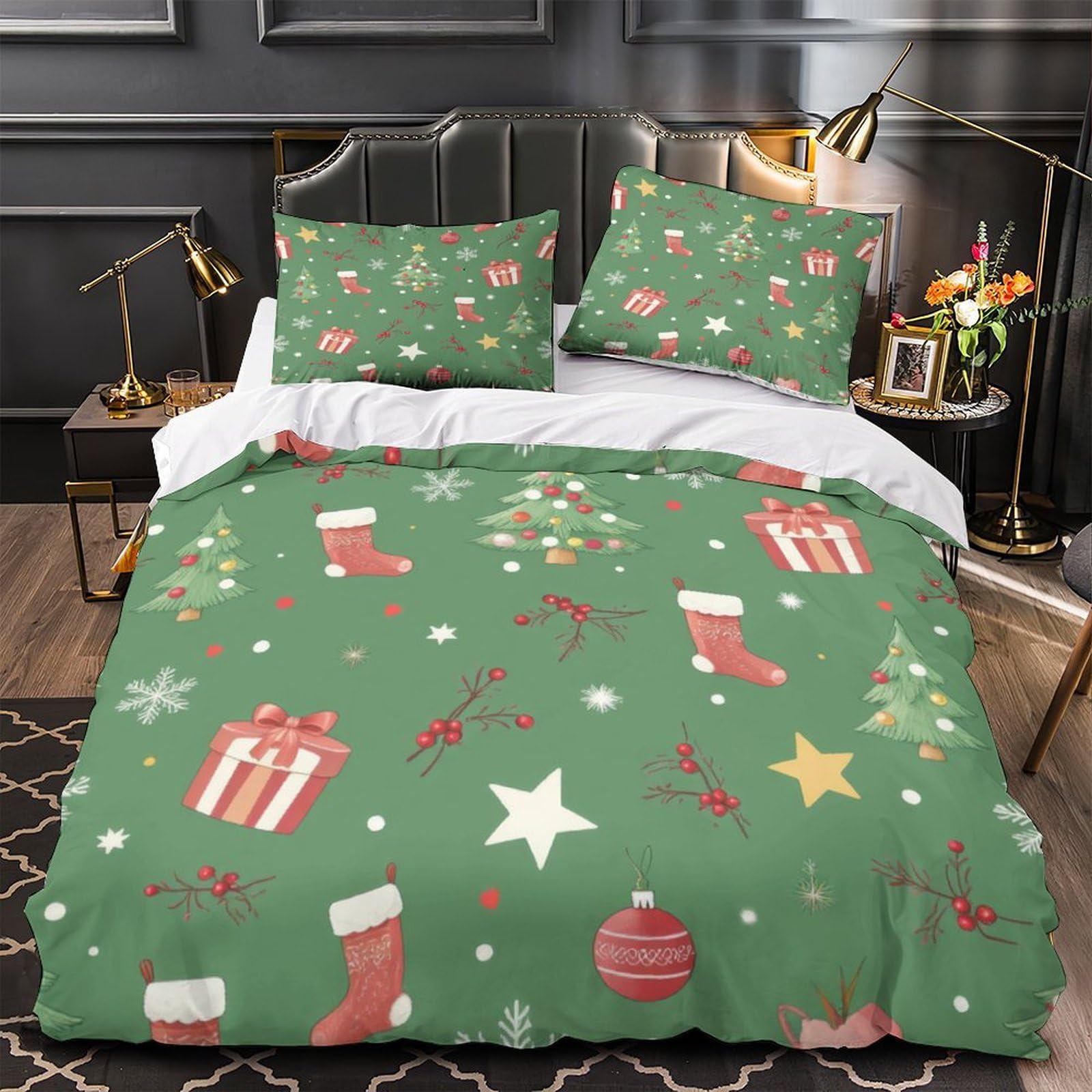 Parure de lit agneau de Noël microfibre anti-acarien pour peau sensible