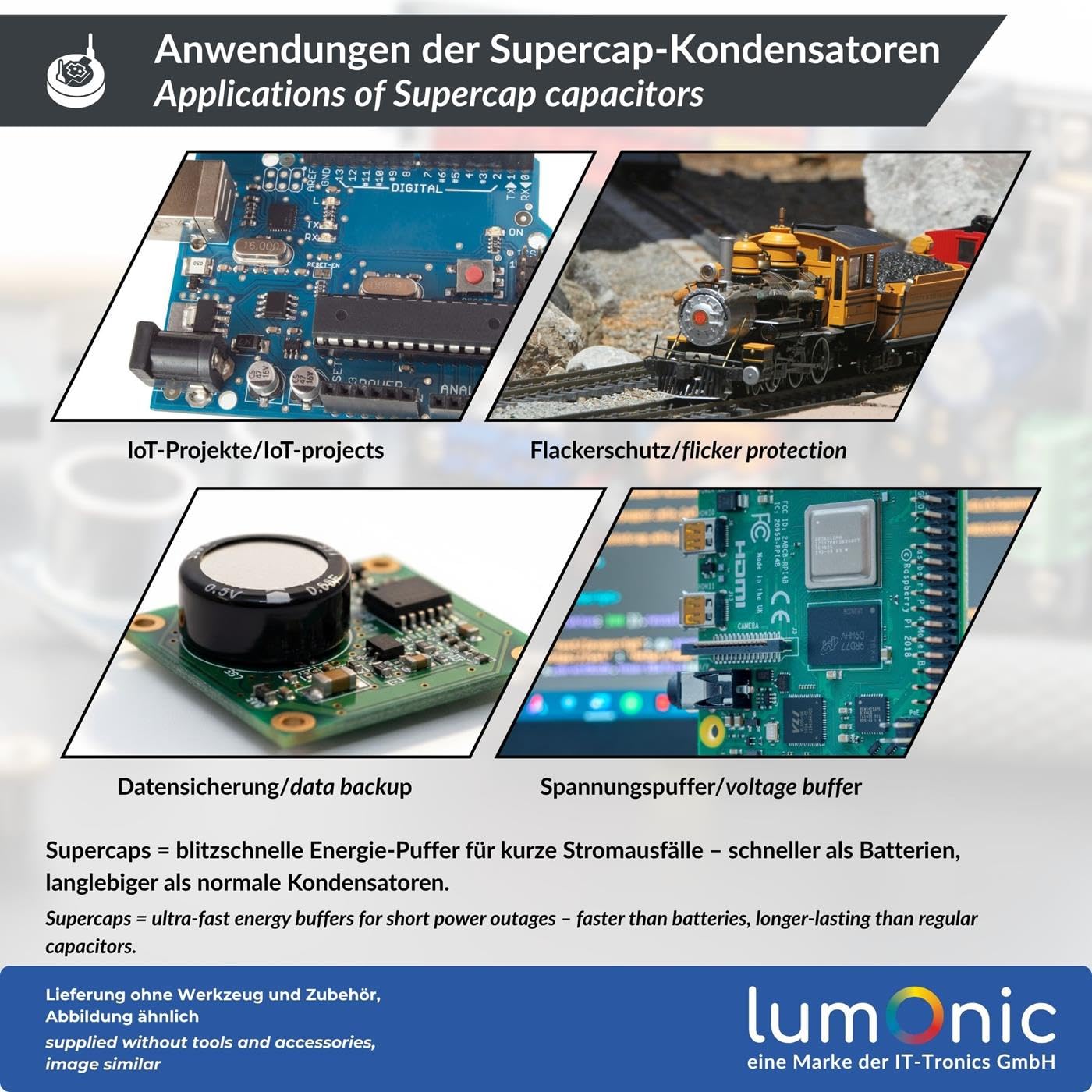 Lumonic Supercap 1,0F 5,5V V-Type EDLC Monoblocco Protezione da sfarfallio Backup PLC Riscaldamento