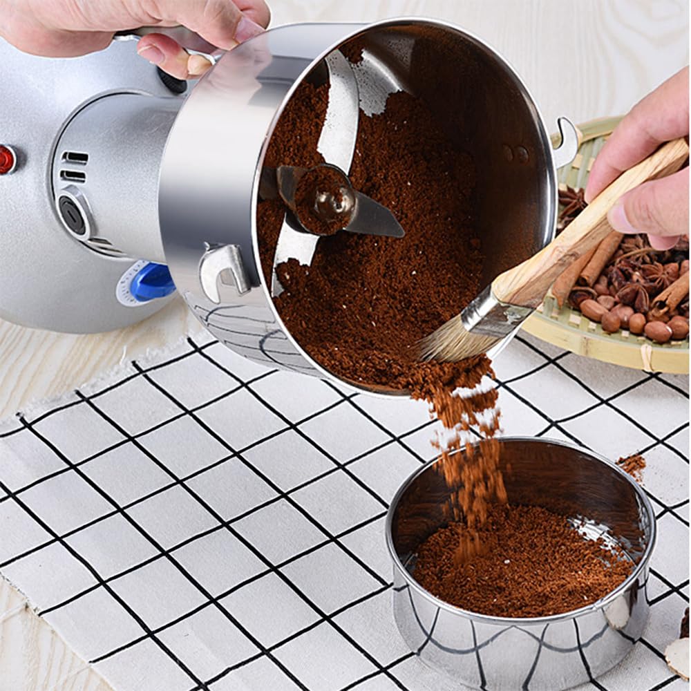Moulin à céréales électrique 150 g 550 W 27 000 tr/min Moulin à farine haute vitesse 220 V, broyeur à poudre multifonction pour broyage rapide des produits secs/herbes/épices/noix/céréales/café
