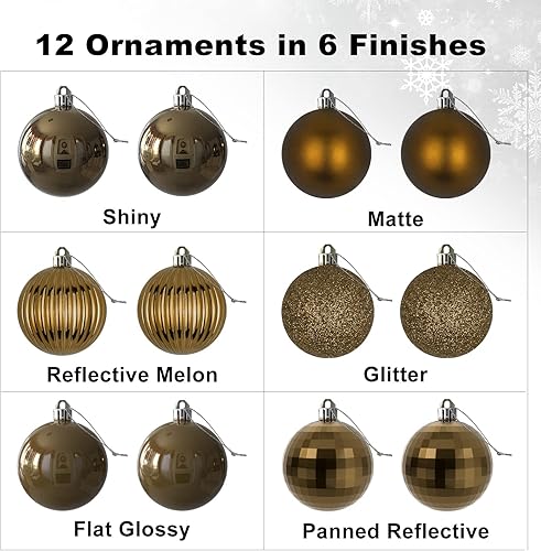 Vista 781 de 18 esferas medianas decorativas navideñas para árbol de Navidad, inastillables, para colgar, color púrpura, 2.5 pulgadas, paquete de 18