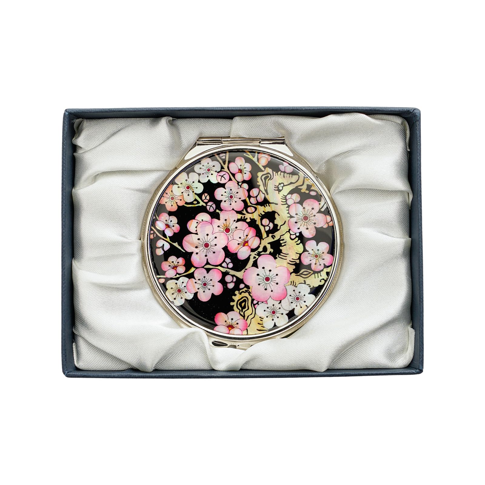 February Mountain Mother of Pearl Dual Magnification Compact Mirror – Gifts for Women, Mom, and Sister – Unique Birthday, Christmas Idea – Elegant and Travel-Friendly