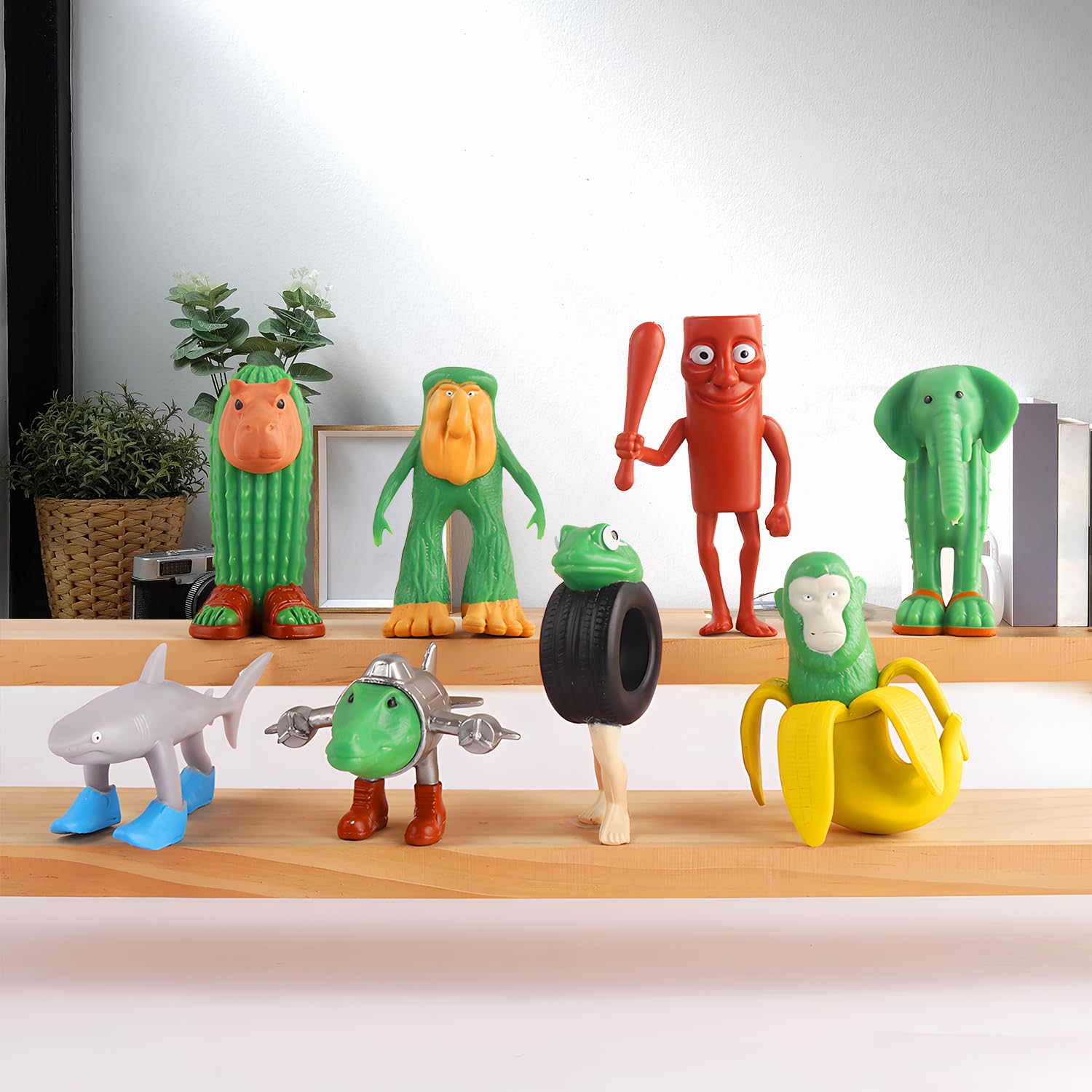 Generico 8 Packed Brainrot Animali Figura, Tung Tung Tung Sahur Figure Toy,Tralalero Tralala Figure,Tralalero Tralala Action Toy Figure Decorazioni Desktop per Gli Amanti Del Gioco Giocattoli