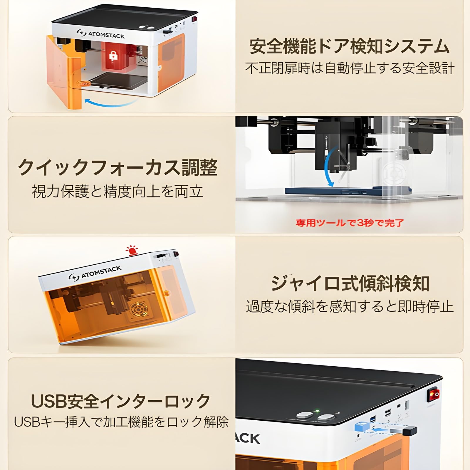 ATOMSTACK P1 デュアルレーザー彫刻機 1.2W/5W Amazon | ビームテック（Beamtec）ATOMSTACK P1デュアルレーザー彫刻機