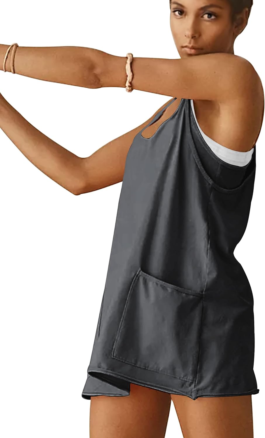 Womens Athletic Dress Hot Shot Mini Dress Built in Shorts Summer Workout Romper 2026 Trendy Outfit - Image 4