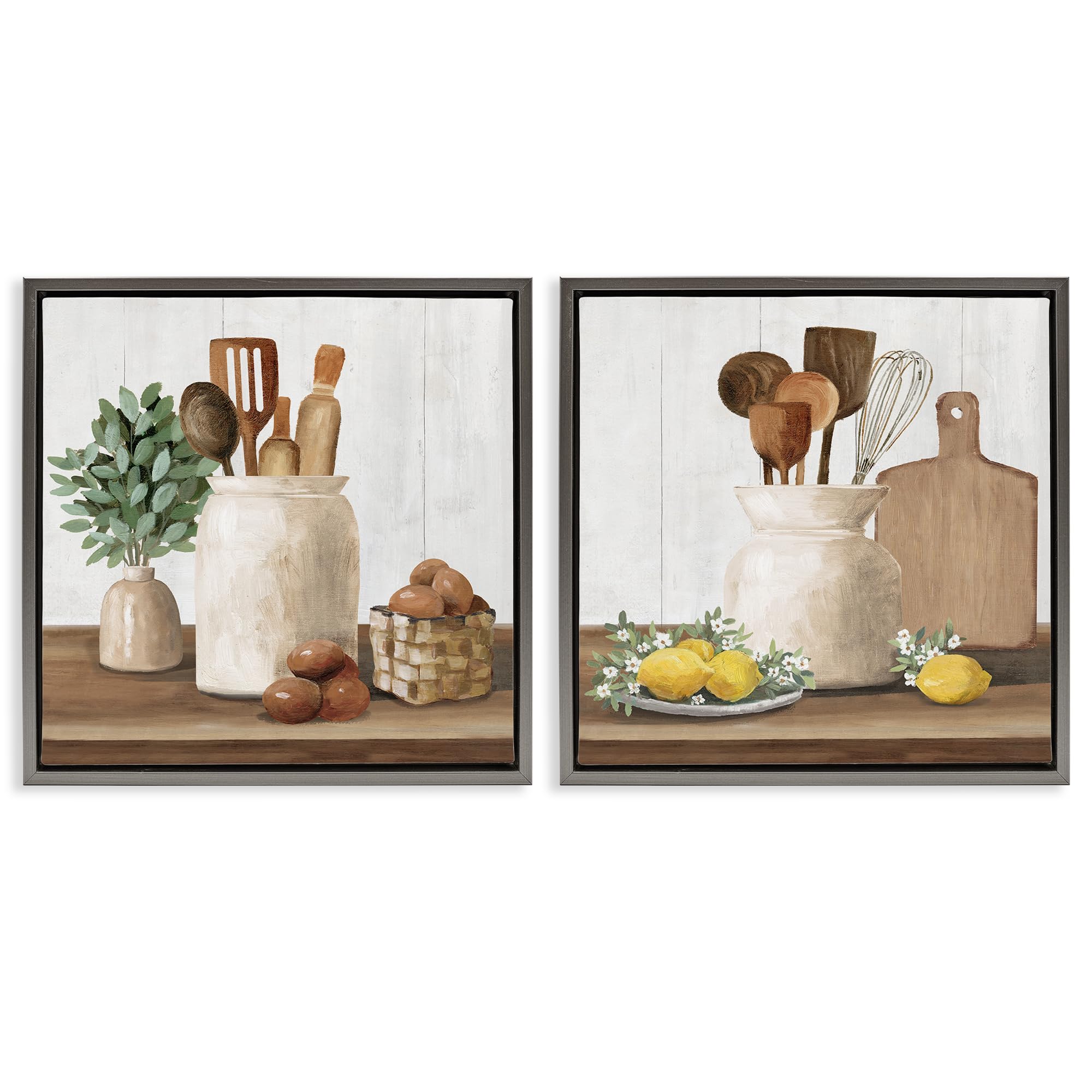 Stupell Industries Luster Gray (Matte) 'Country Kitchen Setup'| 2Pc Floating Frame Art Set 2
