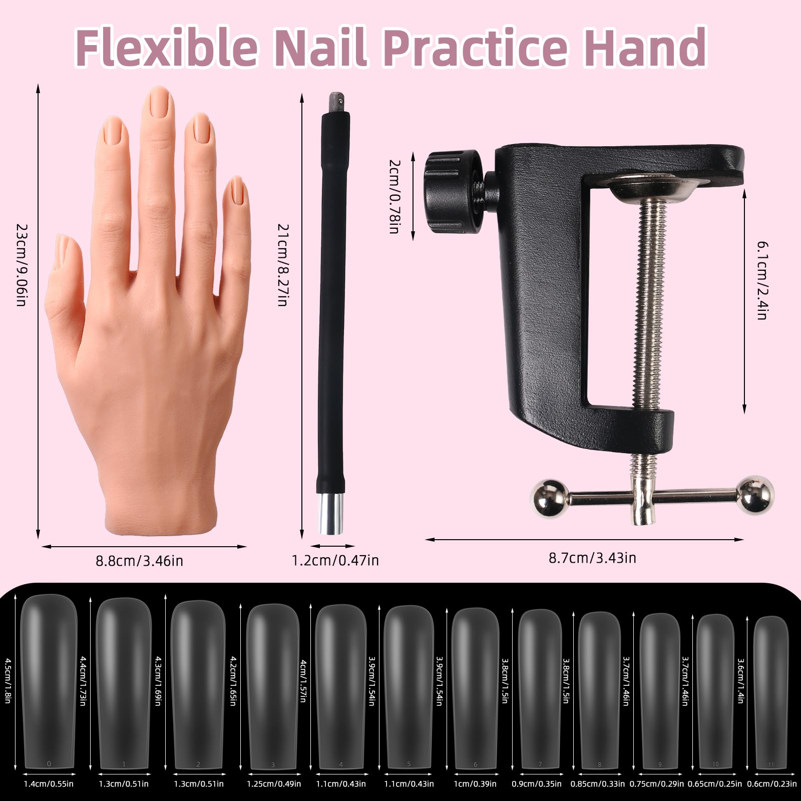 Übungshand für Acrylnägel - Silikon-Nagelübungshand - Flexibles Nagelhandübungsmodell für professionelle Anfänger (-25)