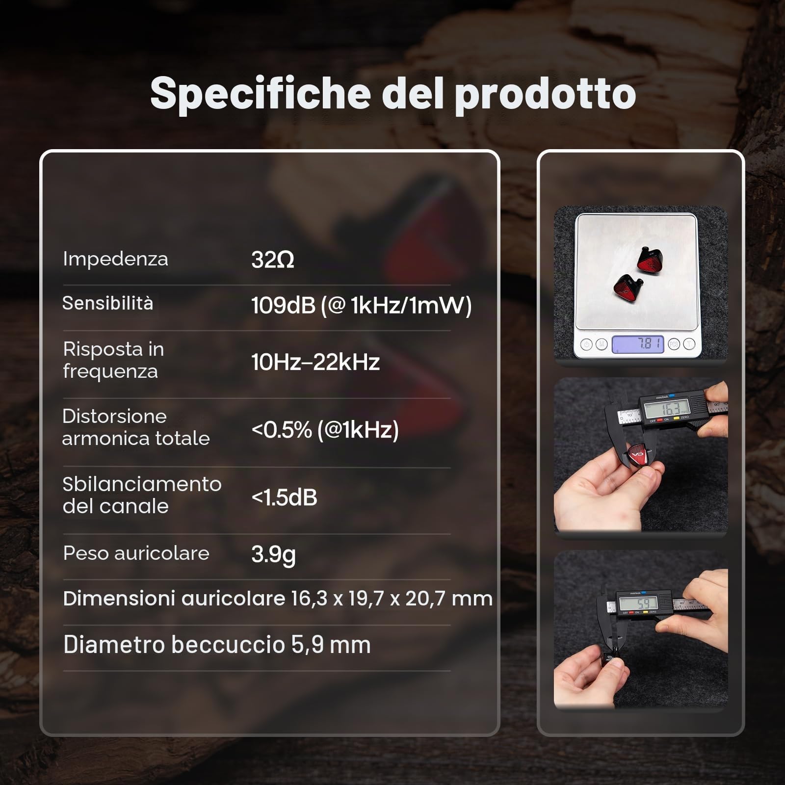 Linsoul ZiiGaat x Vivir Digital RUMBA – IEM Driver Grafene 10mm, Auricolari HiFi con Sub Bassi, Cavo 2 Pin Rimovibile per Audiofili, Gaming e Musica (3,5 mm Senza Mic)
