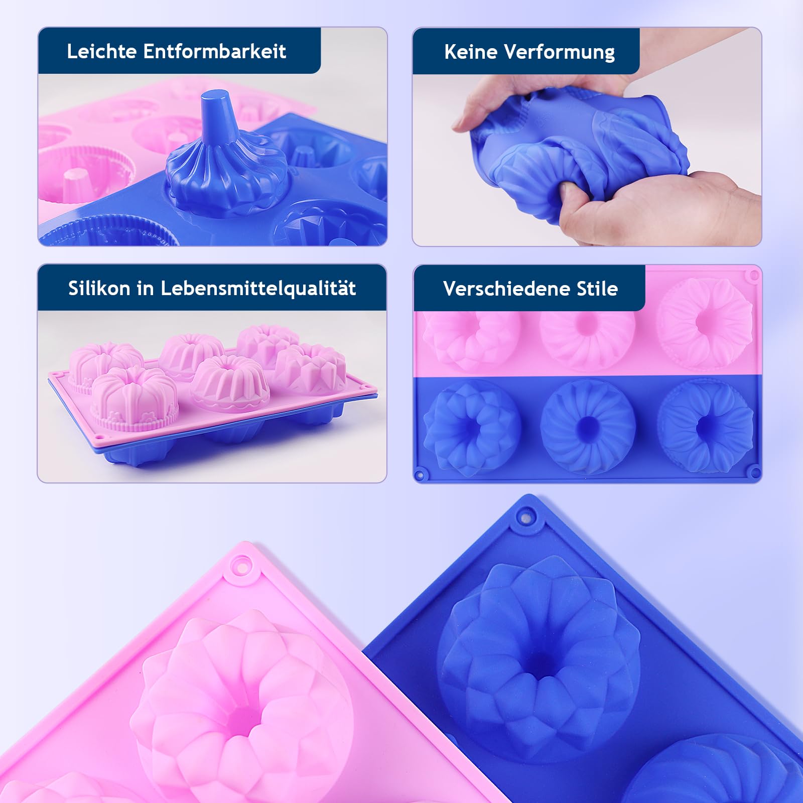 2 silikonowe formy do pieczenia babeczek – mini formy do pieczenia pączków, bezpieczny dla żywności silikon, powłoka nieprzywierająca, łatwe rozpuszczanie, odporne na wysoką temperaturę.