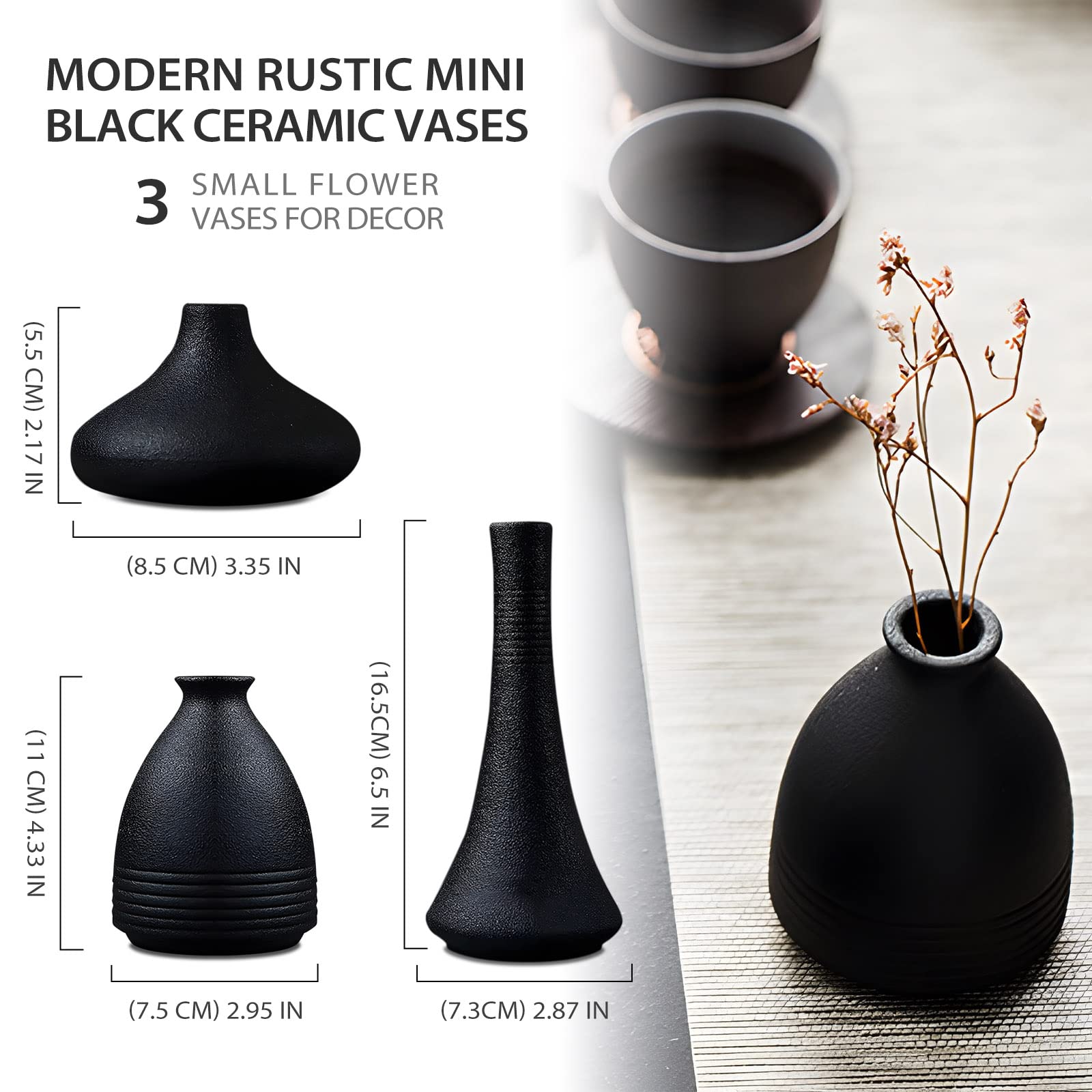 Set di 3 Vasi in Ceramica Colorati per Arredamento Casa, Vasi di Lusso per Fiori