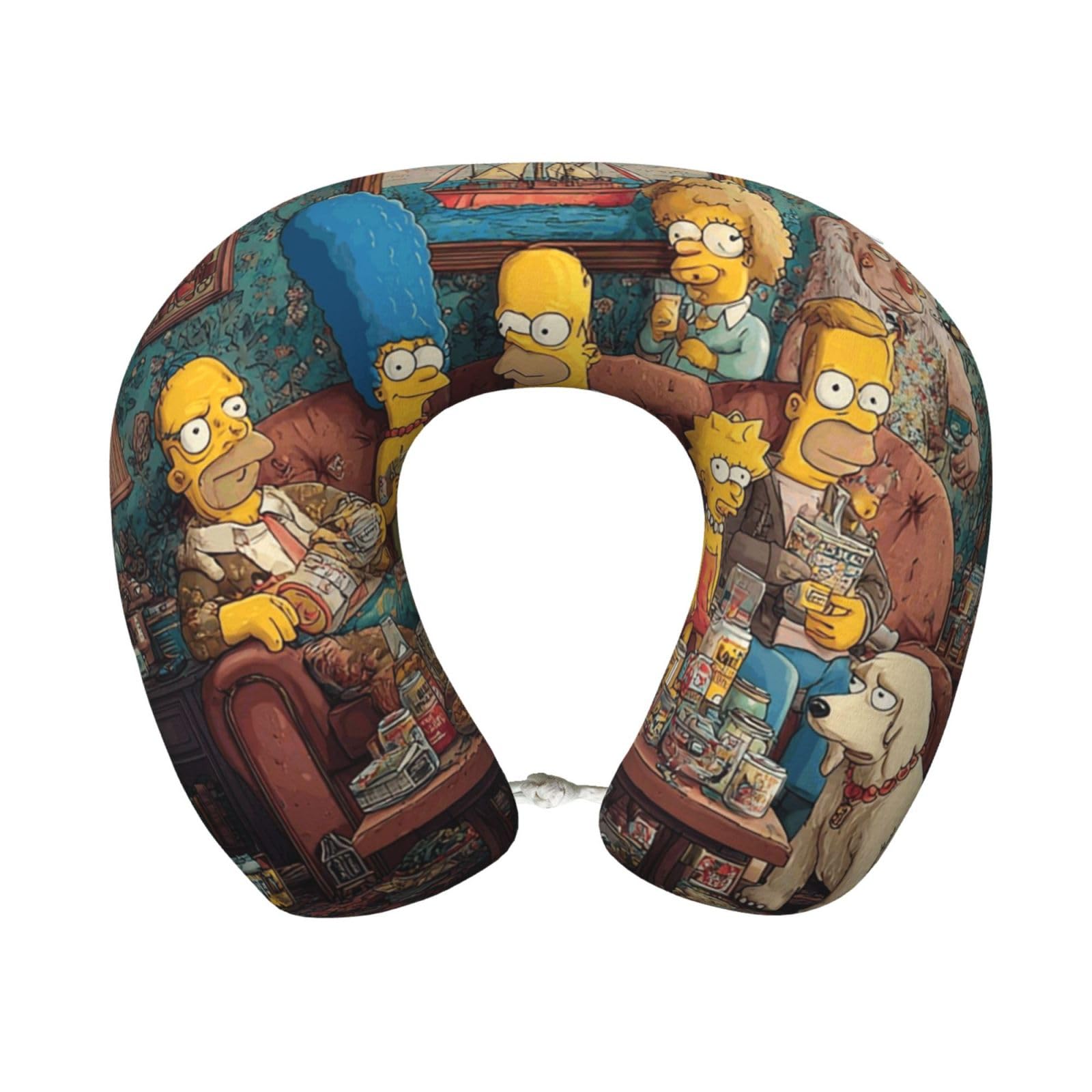 Neck Pillow Memory Foam Contour Pillow Simpsons Travel Pillow for Sleeping Comfortable U Shape Pillows for Traveling Car Headrest Home Office Fits Most Neck Sizes