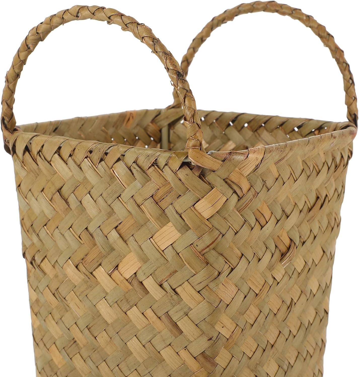 Vintage Country Style Flower Basket Small Khaki Straw image 3