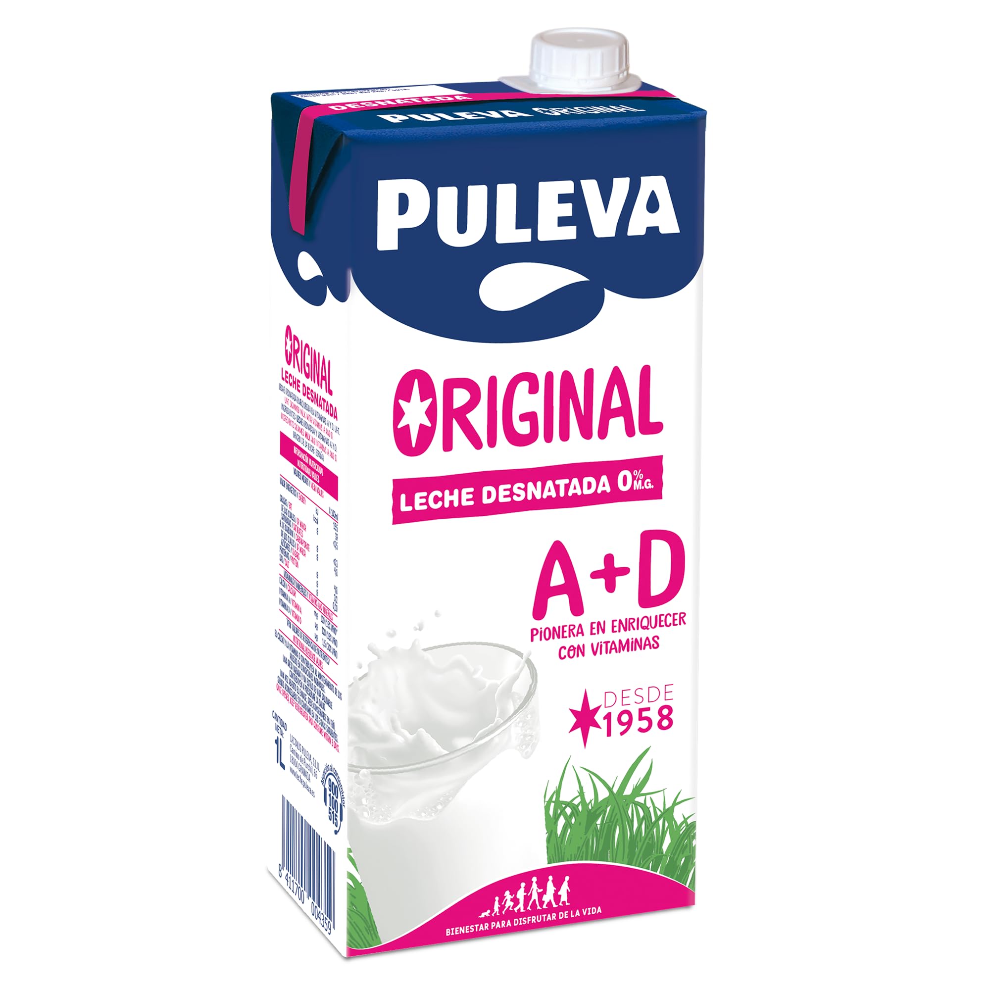 Puleva Original - Leche Desnatada con Vitaminas A y D - Sin Azúcar Añadido y Sin Gluten - Brik UHT Pack 6 x 1L — view 5