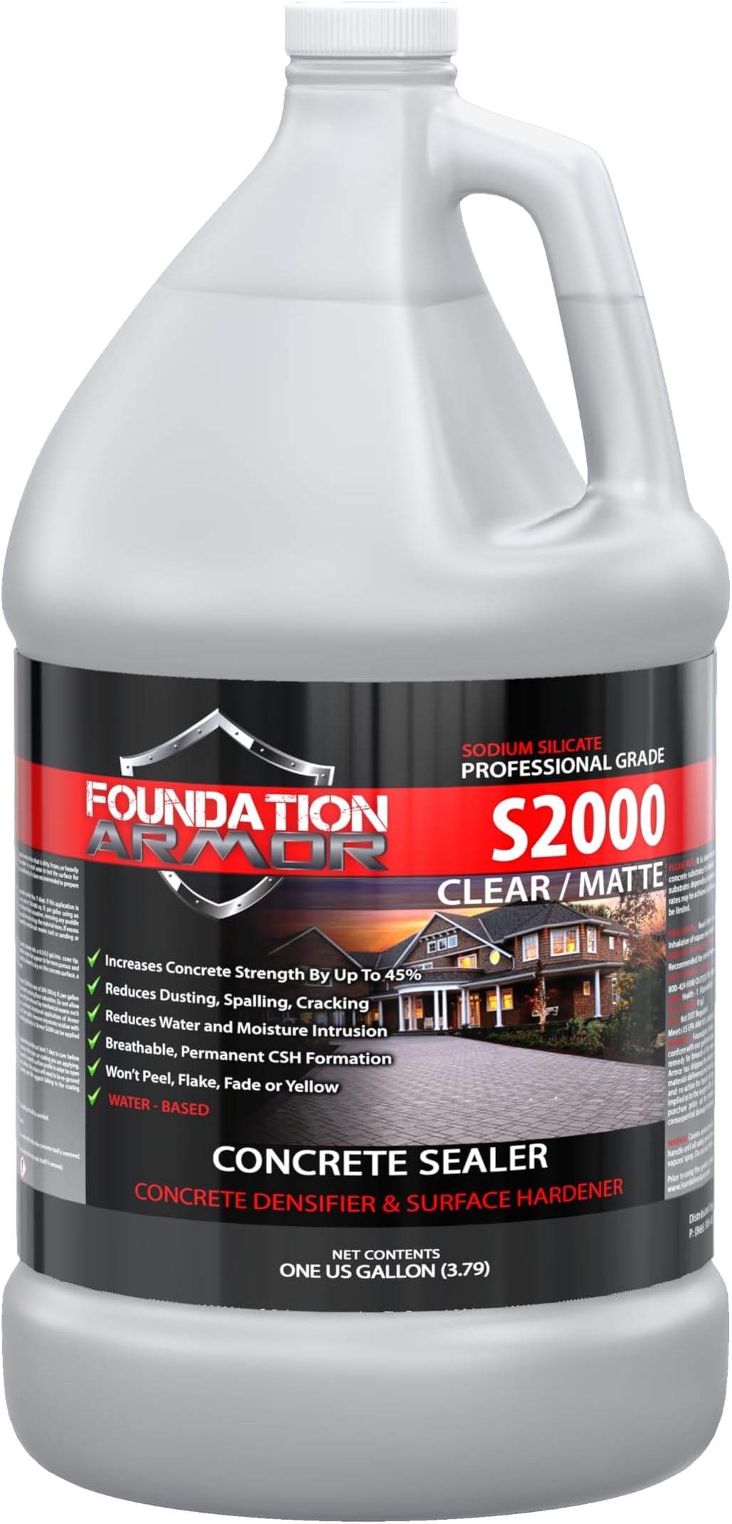 Armor S2000 Sodium Silicate Concrete Densifier and Surface Hardener - 1 Gallon - Ready to Use