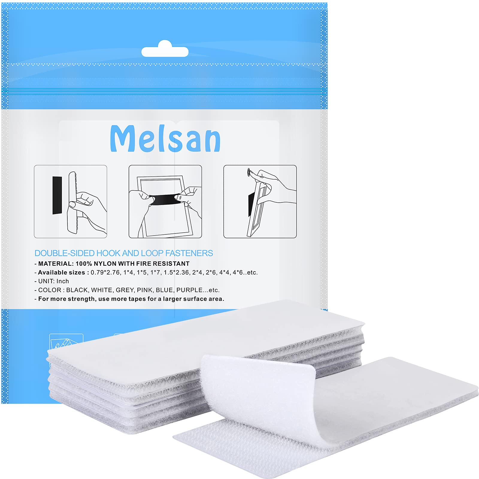 Heavy Duty Hook and Loop Strips | 2 x 6 Inch 6 Sets | Strong Back Adhesive Hook and Loop Tape | Indoor Outdoor Use - White