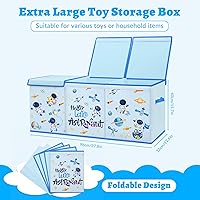 Vista 2 de Caja de juguetes para niños, contenedor de almacenamiento plegable con asas para tapas para niños y niñas, caja organizadora de juguetes grande
