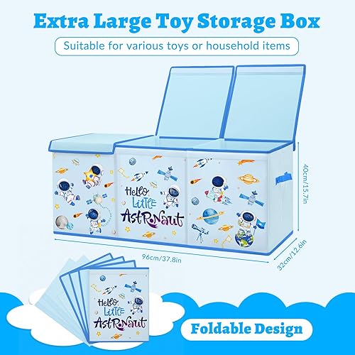 Miniatura 2 de Caja de juguetes para niños, contenedor de almacenamiento plegable con asas para tapas para niños y niñas, caja organizadora de juguetes grande