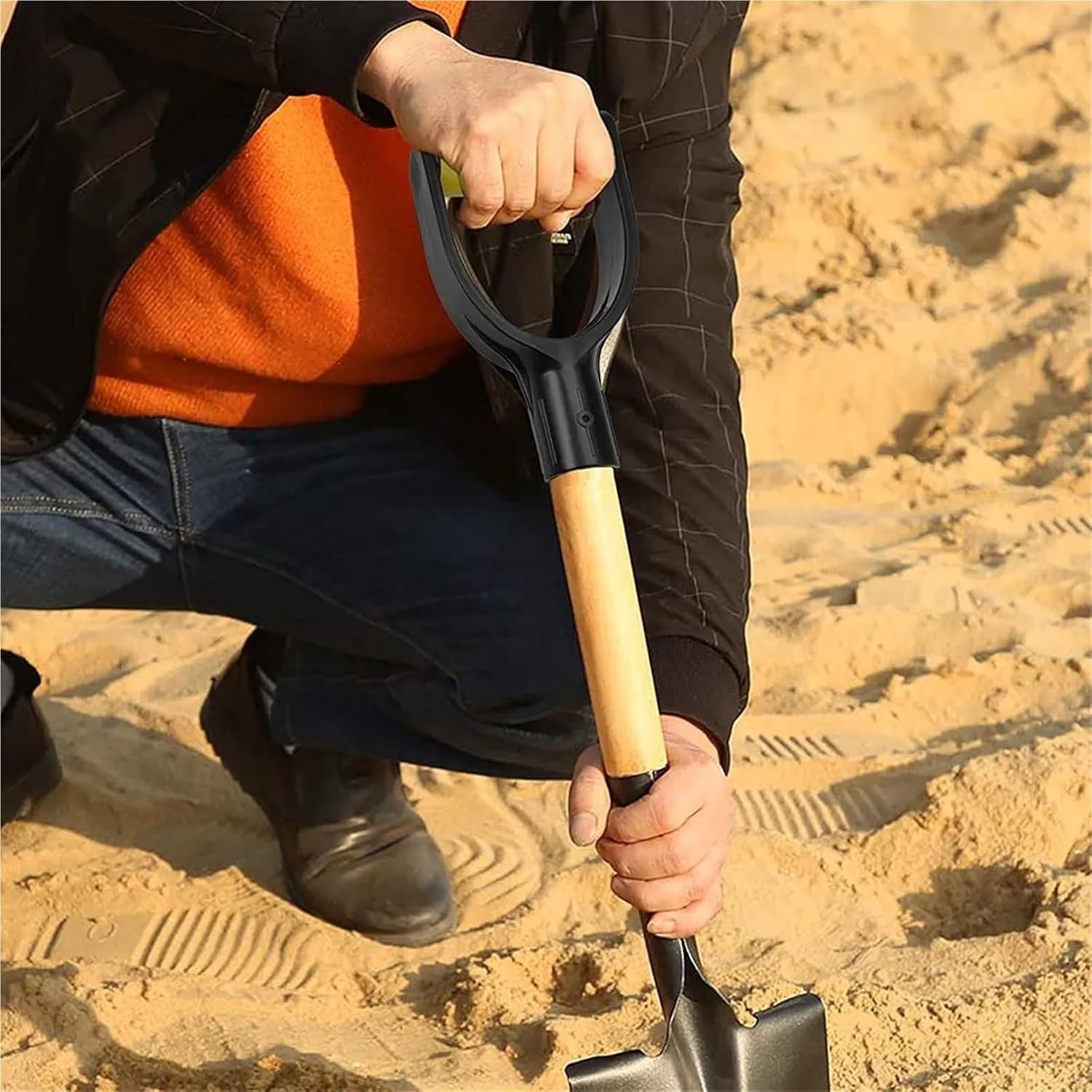 Shovel Handle 5pcs Plastic Spade Handle Shovel D Grip 32mm Inner Diameter(Yellow) for Digging and Raking