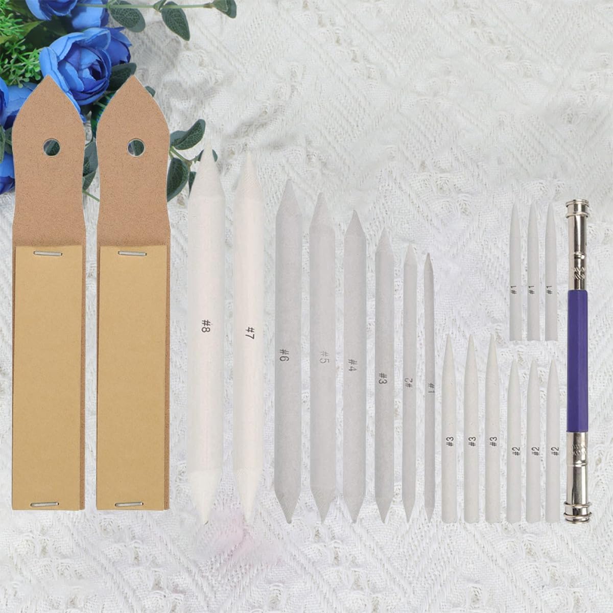 Unomor Beginner Sketch Tools with Blending Stumps Eraser Extender Sandpaper for Charcoal Pencil Pastel Drawing and Blending Practical Art Drawing Supplies for Sketching and Shading
