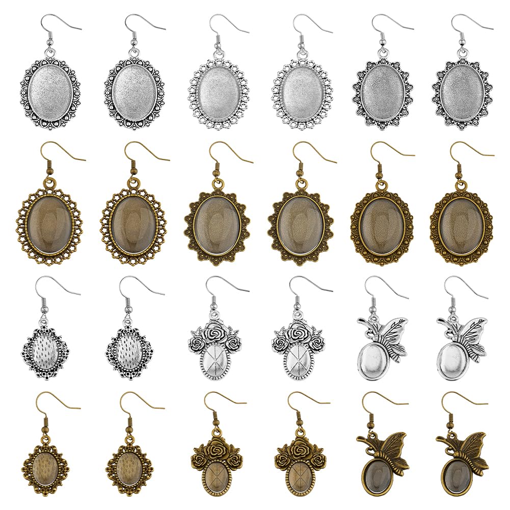 Cabochons ovales de style tibétain et verres polis pour boucles artisanales