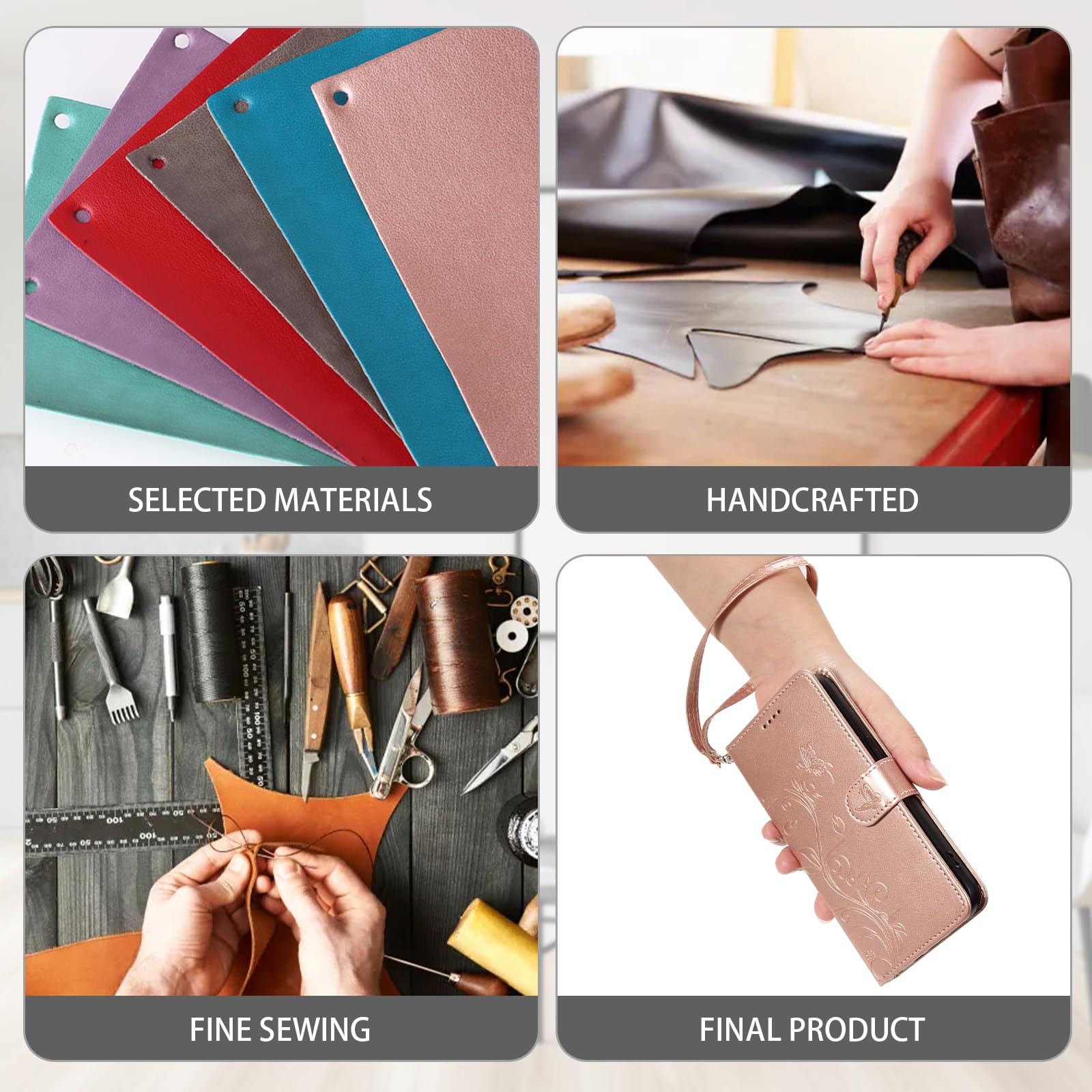 Custodia A Libro Magnetica Per Motorola Moto G32 In PU Pelle Con Portafoglio E Slot Per Schede - Oro Rosa