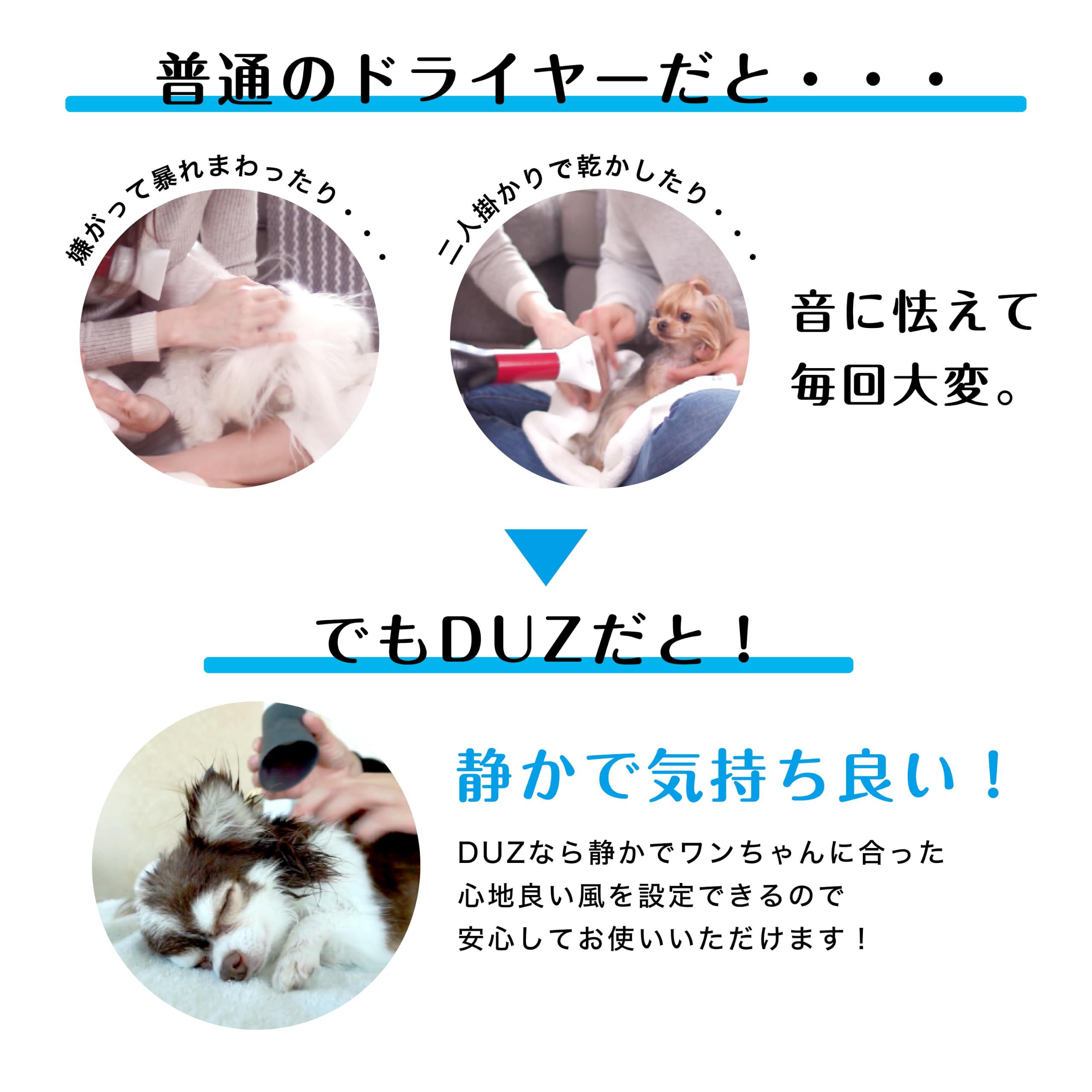 DUZ ペット用ハンズフリー ドライヤー 4温度調整