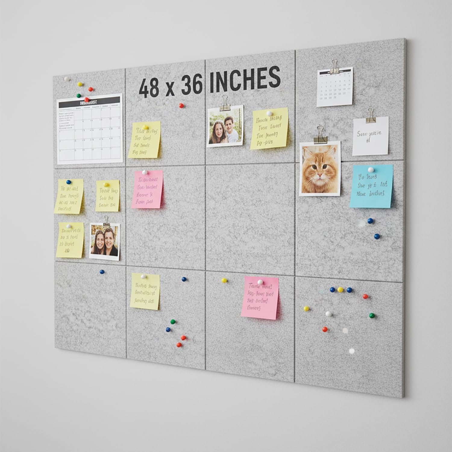 Felt Bulletin Board – Self-Adhesive Wall Pin Board/Memo Board/Notice Board for Notes, Photos, Schedules Felt Message Board for Home, Office, Study, Dorm (Grey, 48 x 36 in)-image-7