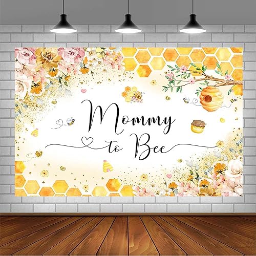 Miniatura 3 de AIBIIN Telón de fondo de 7 x 5 pies de mamá a abeja, decoración de baby shower, dulce como puede abeja, una pequeña abeja de miel está en camino,