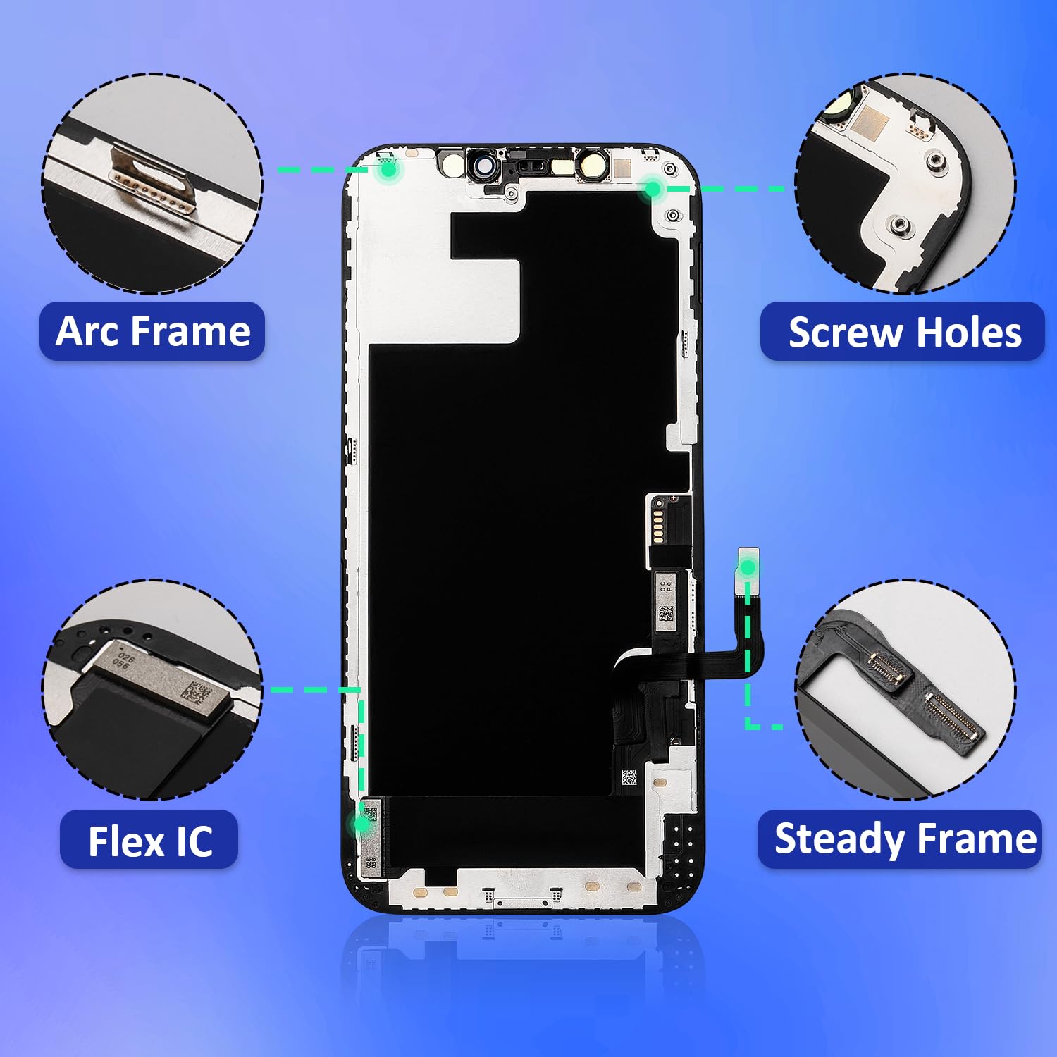 Brinonac Écran pour iPhone 12/12 Pro, 6,1" LCD Retina Full HD Tactile Digitizer Remplacement Assemblage avec Outils de Réparation