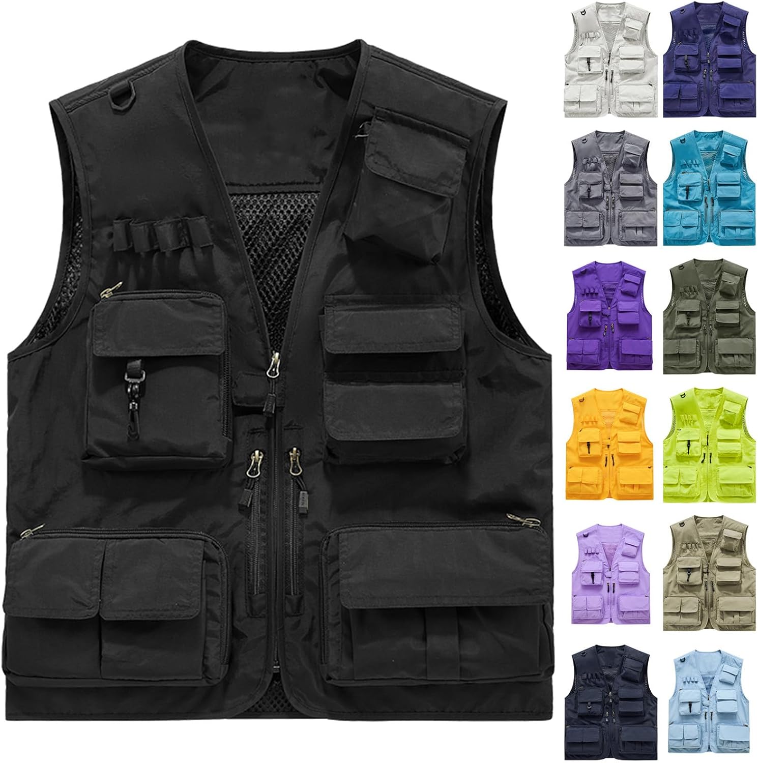HGps8w Women's Outdoor Breathable Fishing Work Vest Quick Dry Cargo Travel Hiking Waistcoat Jacket with Multiple Pockets