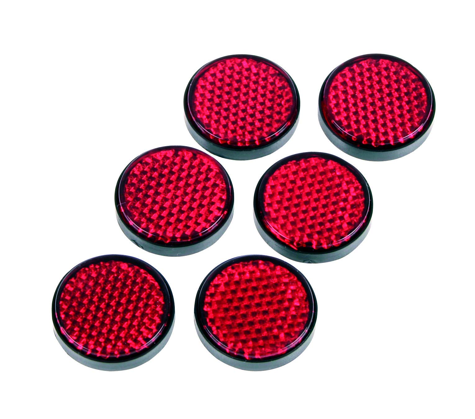 GG321 Round Adhesive Reflectors. Red Rear. Motorcycle MOT Compliant. Self Adhesive. 25mm diameter