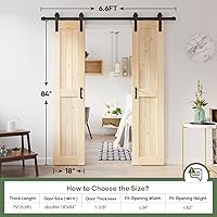 Vista 7 de Losa de puerta corrediza de madera de granero de 36 x 84 pulgadas (puerta doble de 18 x 84 pulgadas) con kit de herramientas de 6.6 pies, requiere