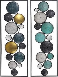 Adeco Modern Wall Sculpture, Abstract Floating Patterned Shapes Rectangle Frame Wall Decoration, Set of 2