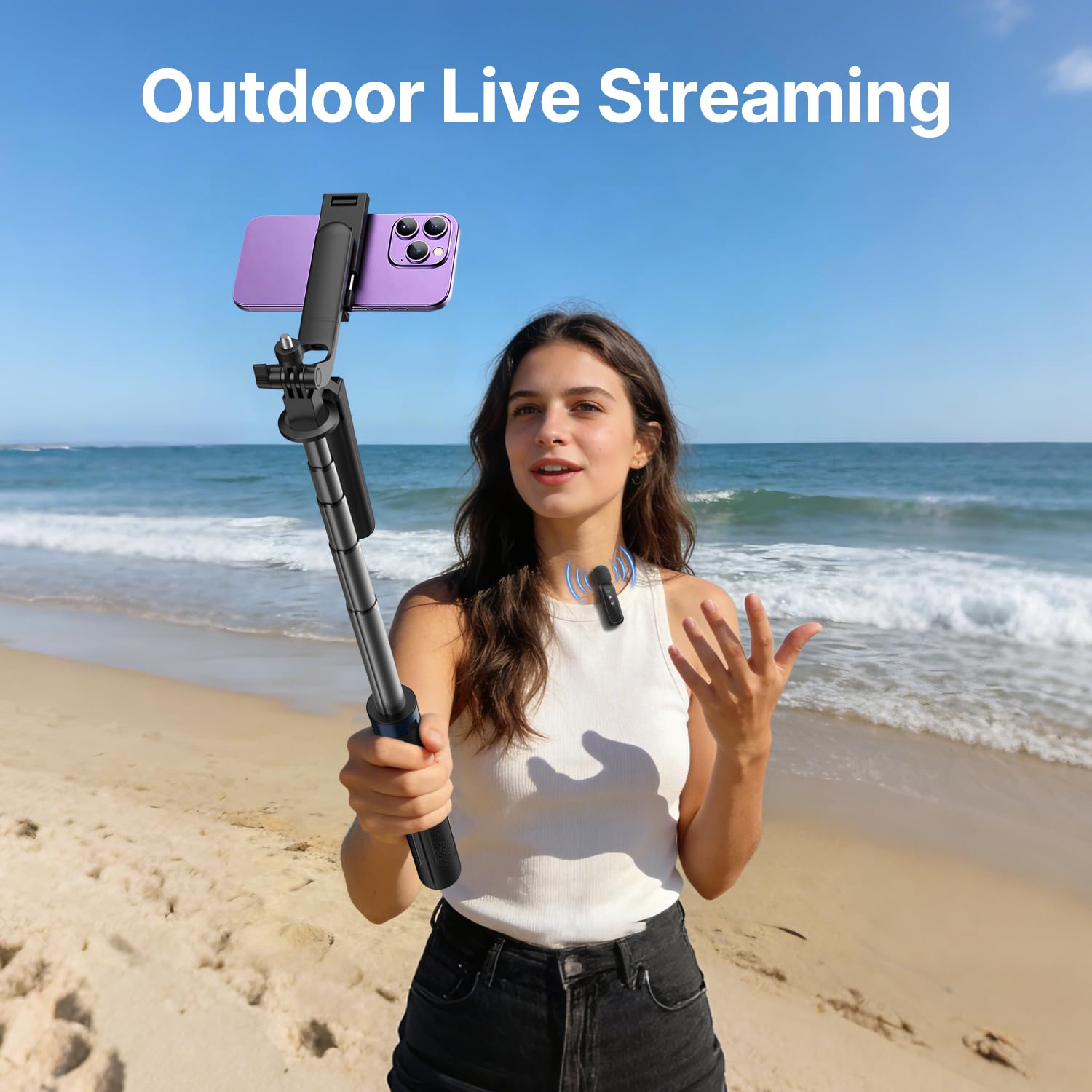 yAyusi Kit Vlogging per iPhone/Android, Bastone per Selfie con Treppiede da 180 cm, con Luce di Riempimento, Telecomando e Microfono, Kit Essenziale per Creatori di TikTok/YouTube/Contenuti