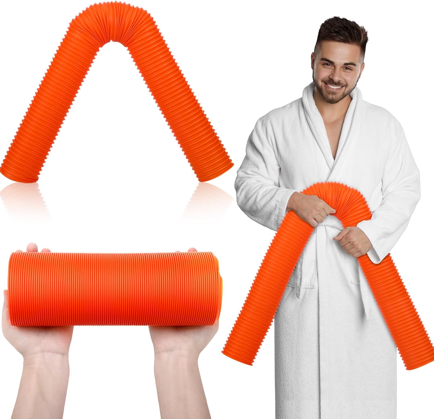 Riceshoot Christmas Holiday Vocation Costume Accessory Orange Hose Lightweight Dress up Film Role Scene Neon Orange Hose Prop for Men Funny Party Halloween DIY Costumes Cosplay Ideas