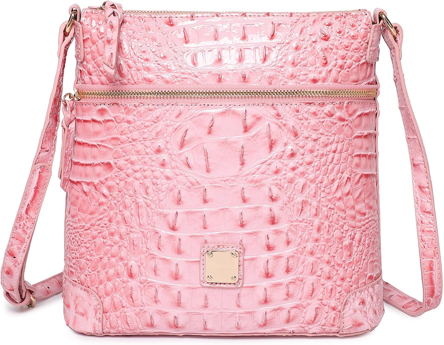 Makcr Joacbv Women Crocodile Shoulder Flat Square Handbag Trendy Elegant Stylish bag Ladies Leather Crossbody Purse