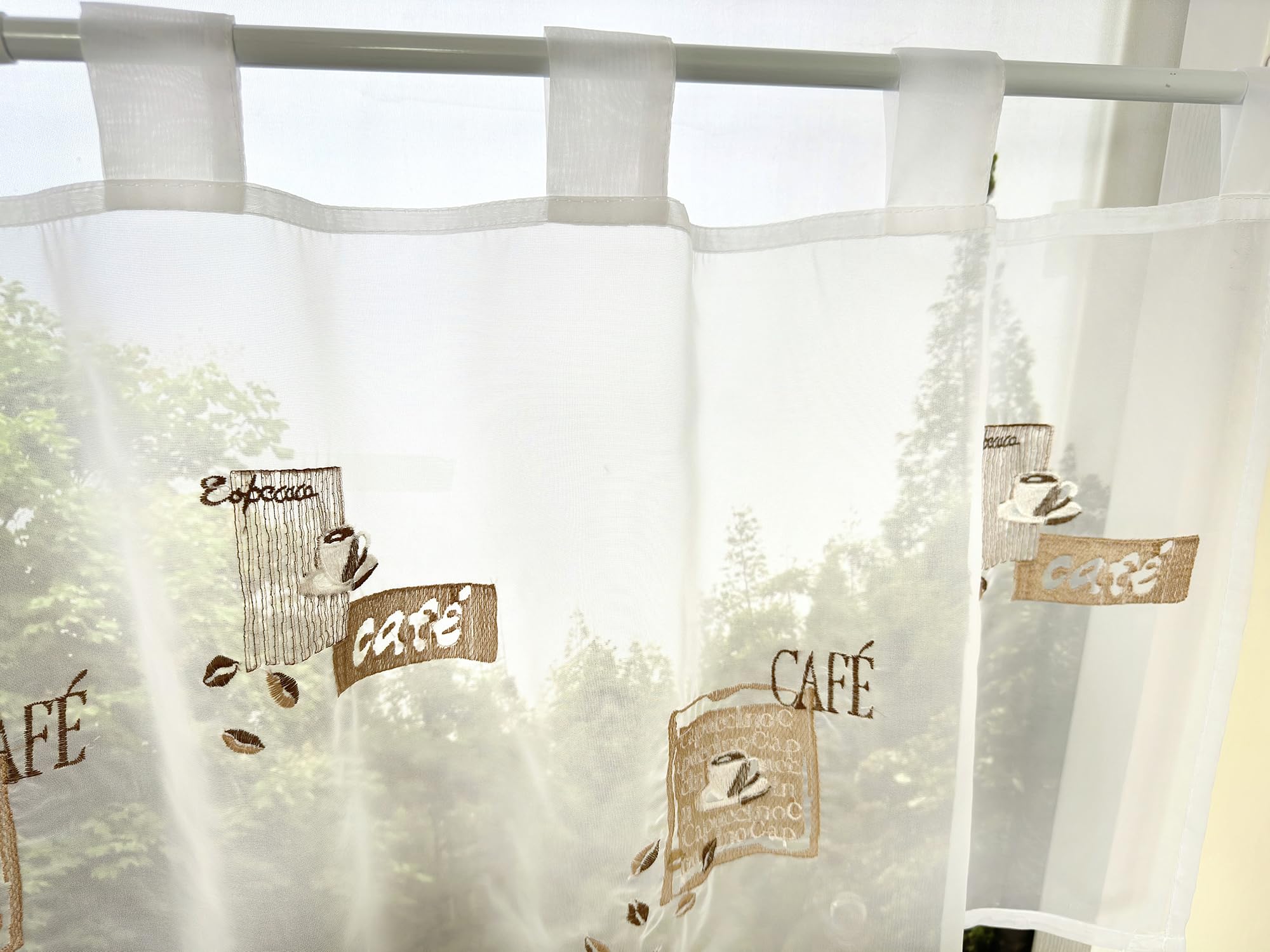 Rideau Brise-bise De Noël En Voile, Blanc, Rideau Court