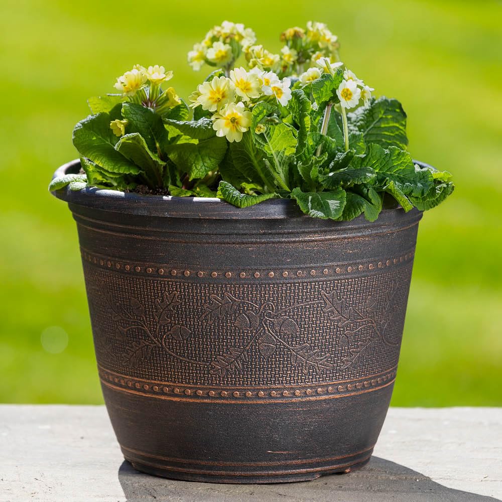Yougarden Copper - Pair Of -Coloured, Acorn Planters Round 25Cm (10In)