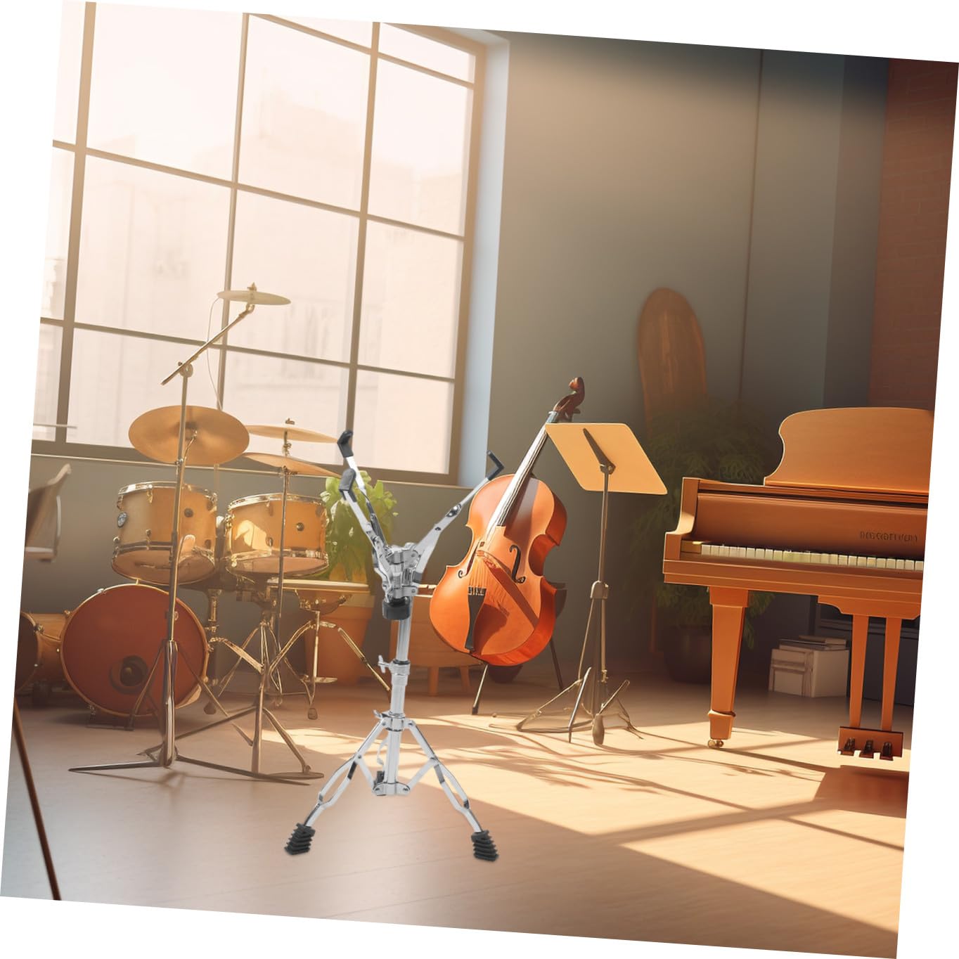 Verstellbarer Snare Drum Ständer aus Metall mit Drumstickhalter Tragbarer Übungsständer für Snare Drums und Percussion Stabiles Zubehör für Schlagzeuger