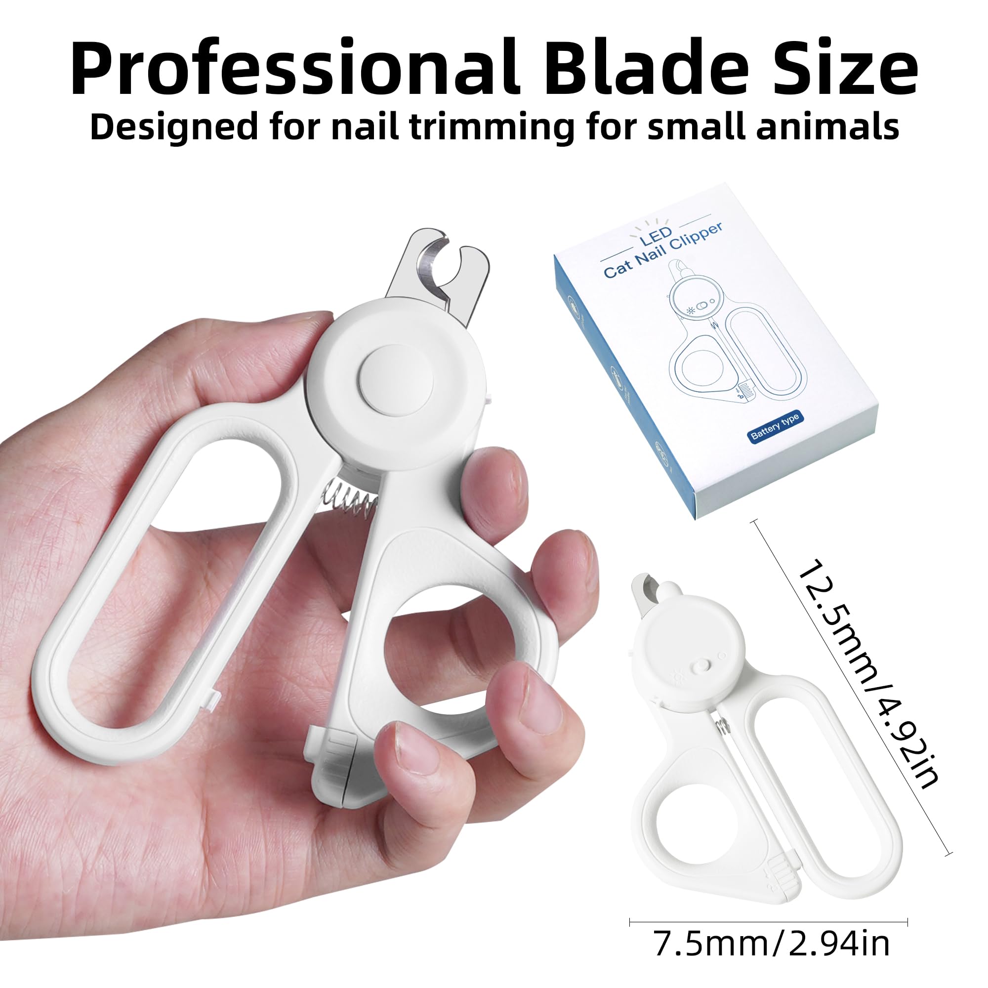 Professional Dog and Cat Nail Clippers with Lights to Illuminate Nails or Blood Lines for Safe Trimming，Sharp Stainless Steel Pet Nail Trimmers with Safety Guard to Avoid Overcutting for Small Animals - image 5