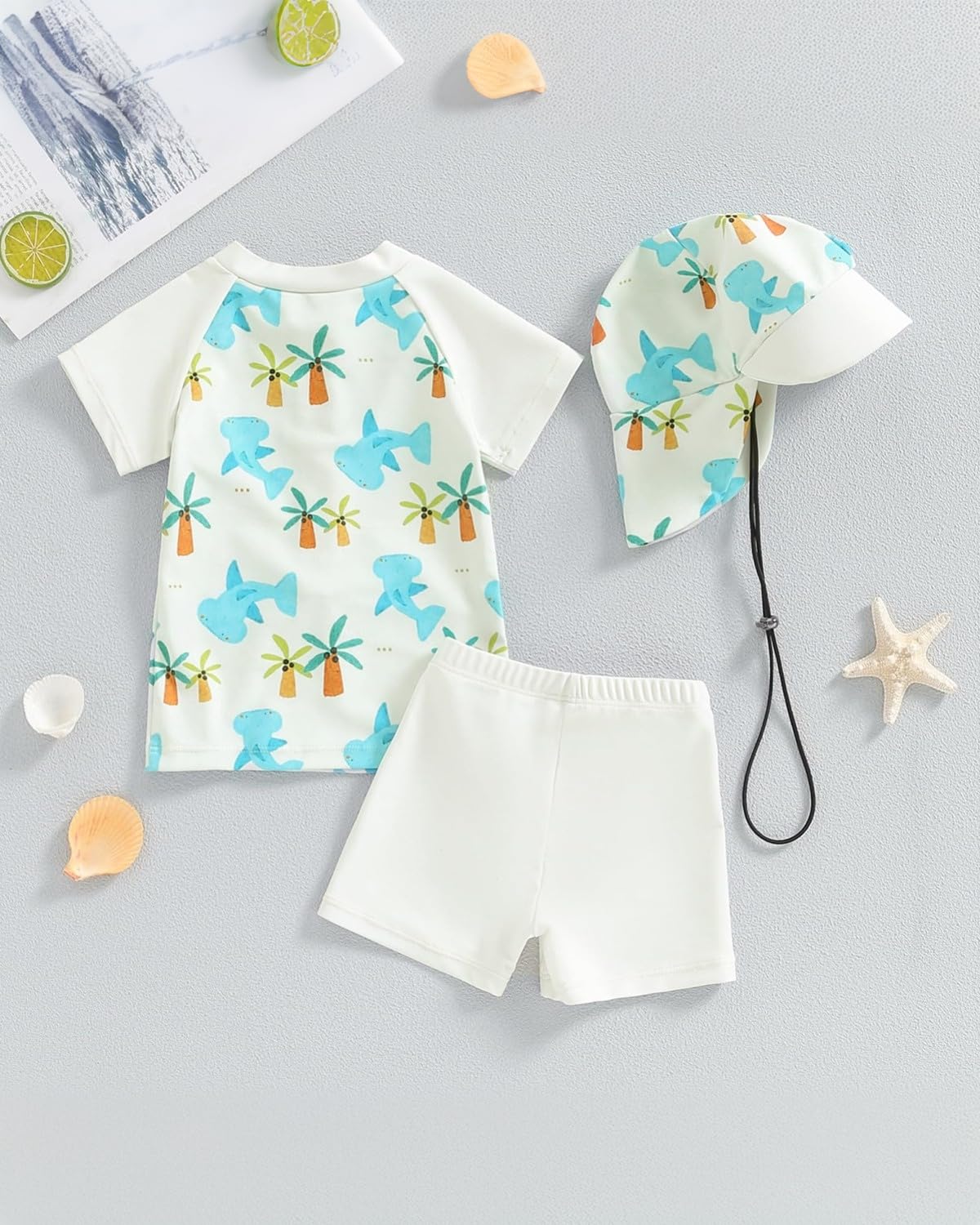 WYTbaby Costume da bagno per neonato, due pezzi, Uv Vestiti per bambini a maniche corte Uv Abbigliamento protettivo per bambino con cappello da sole
