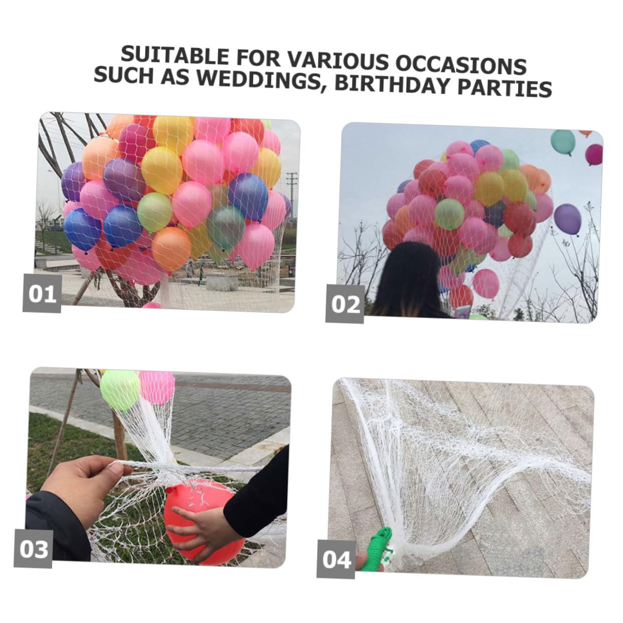 Ballonfallnetz Weiß aus Kunststoff für Partys und Events bis 1000 Ballons | Maschennetz, Sicher und Zuverlässig, Installieren, Wiederverwendbar, Vielseitiges Zubehör für Geburtstage